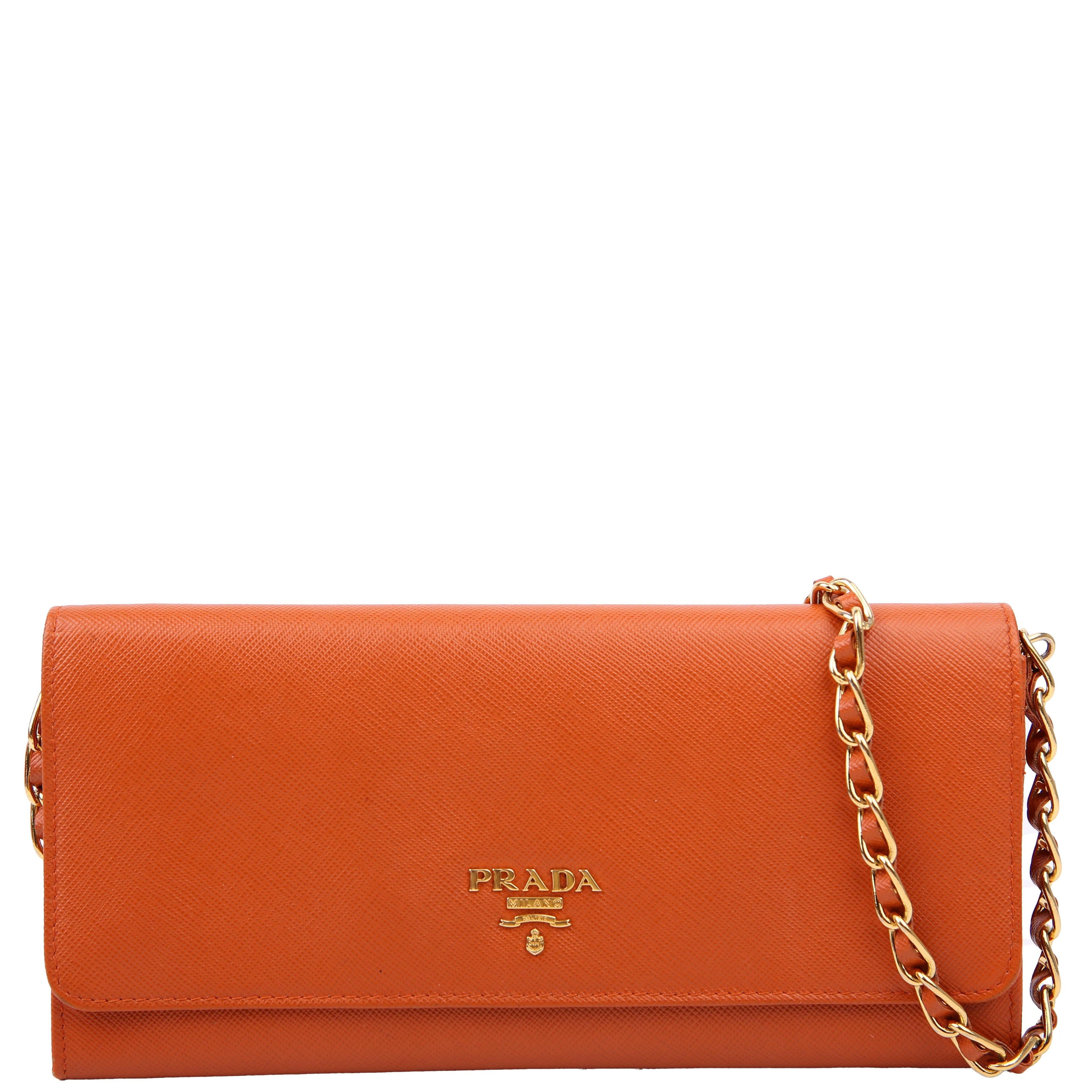 Saffiano Oro Wallet On Chain Orange
