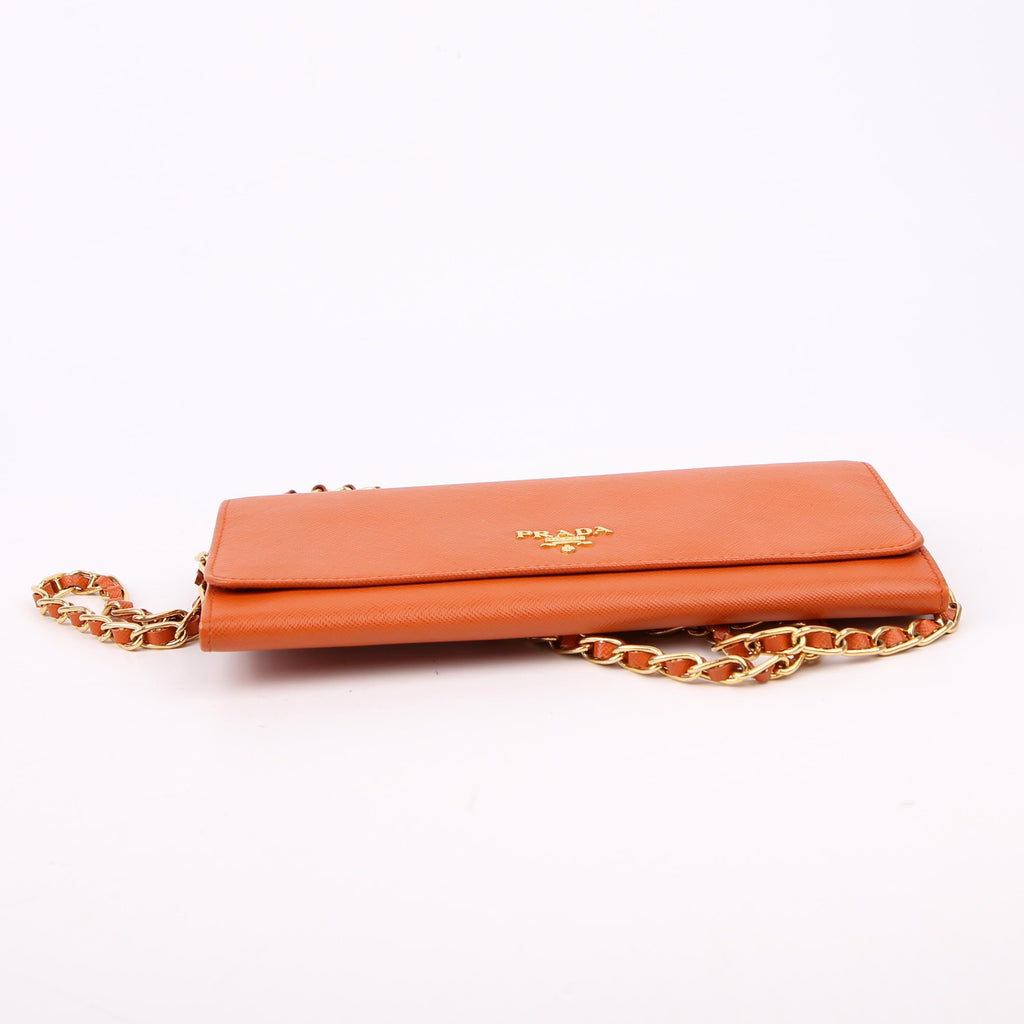 Saffiano Oro Wallet On Chain Orange