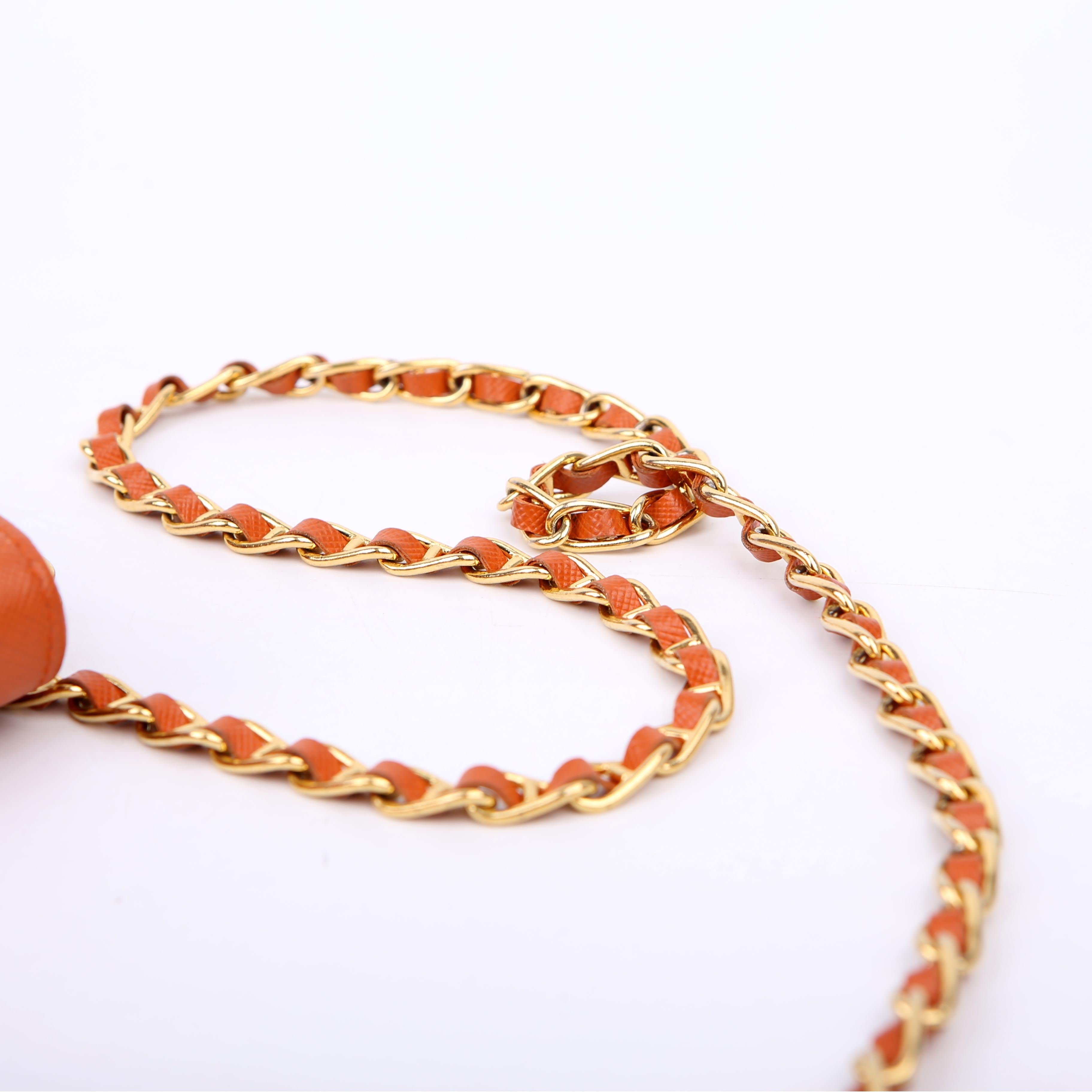 Saffiano Oro Wallet On Chain Orange