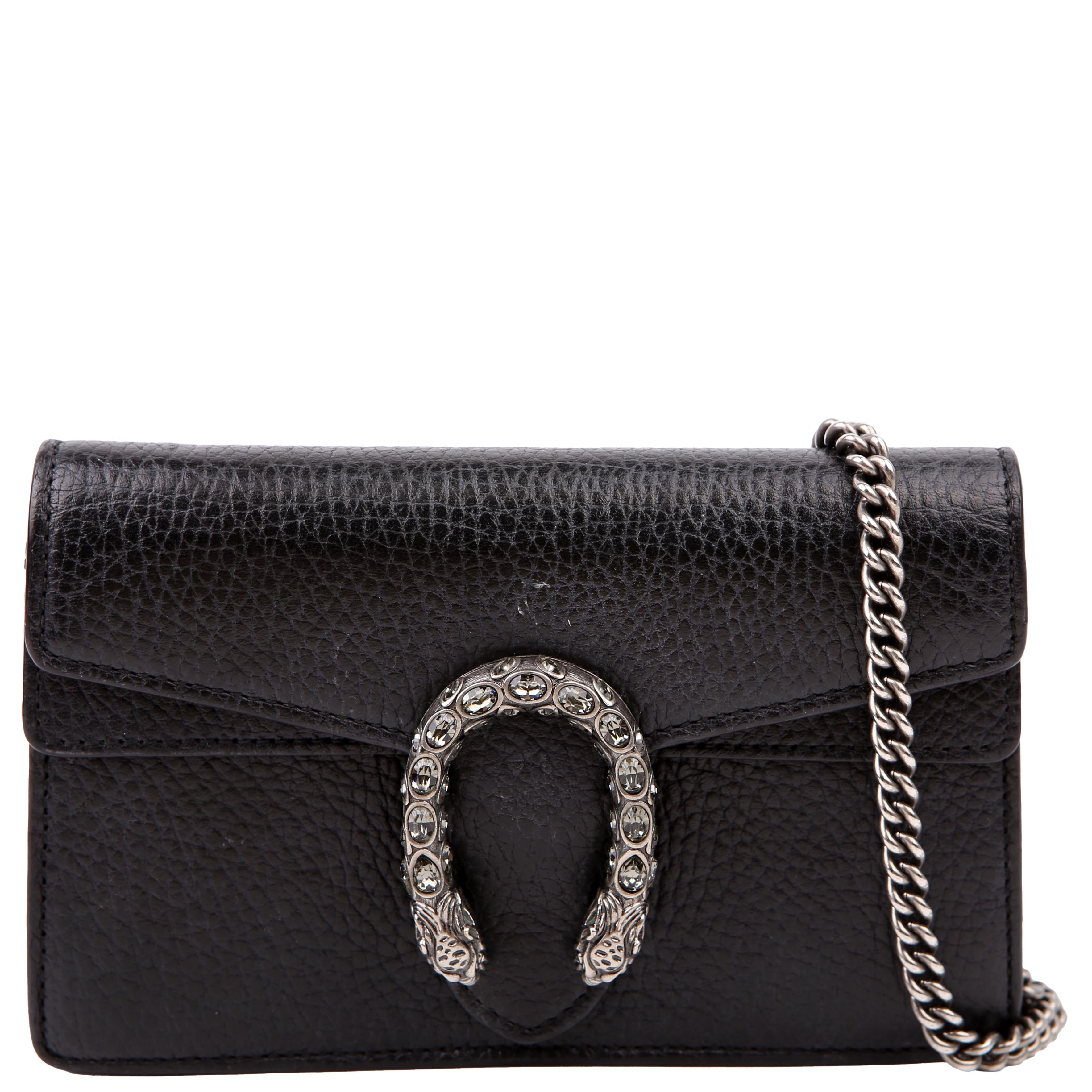 Gucci 476432 Dionysus Leather Super Mini Black
