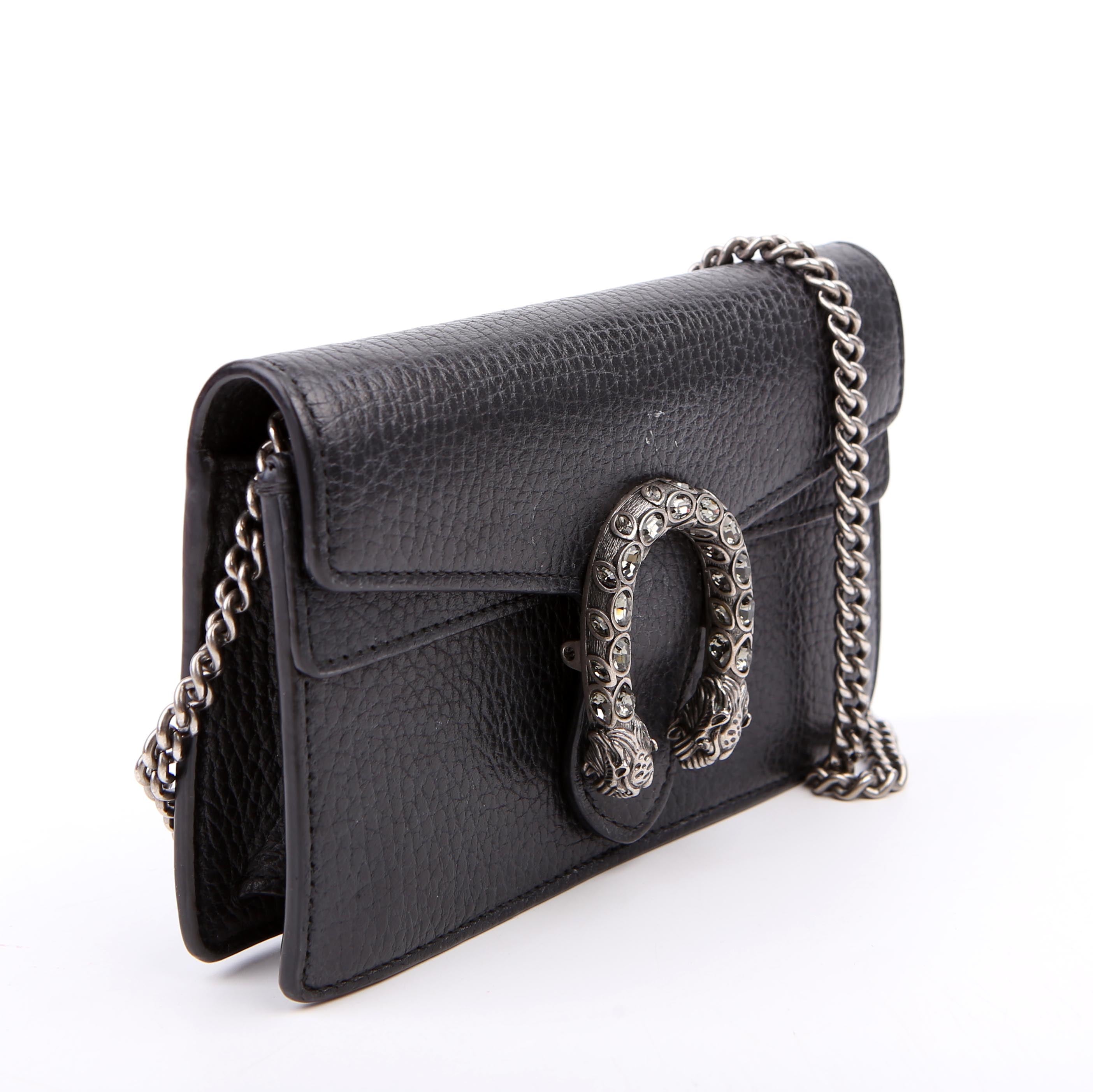Gucci 476432 Dionysus Leather Super Mini Black