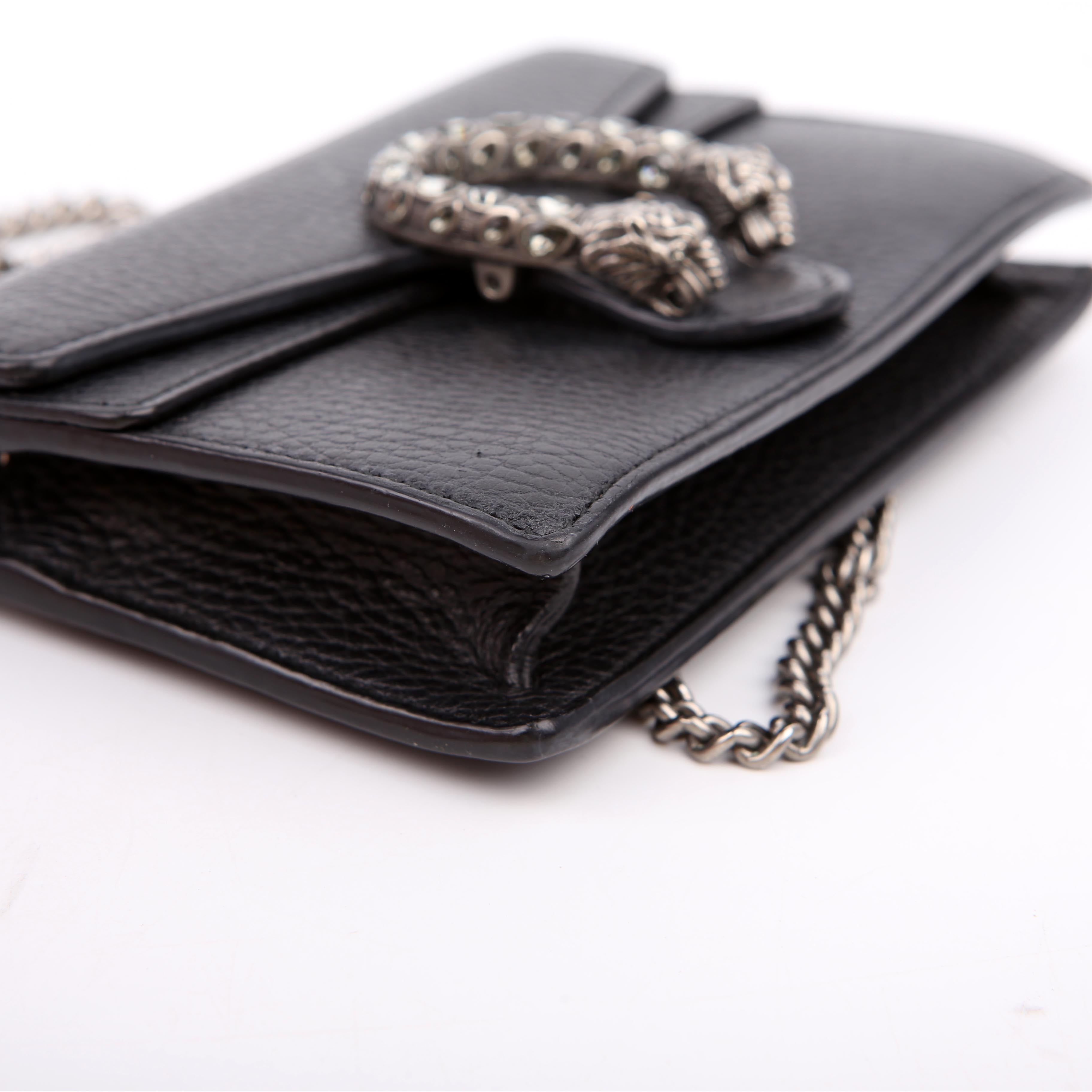 Gucci 476432 Dionysus Leather Super Mini Black