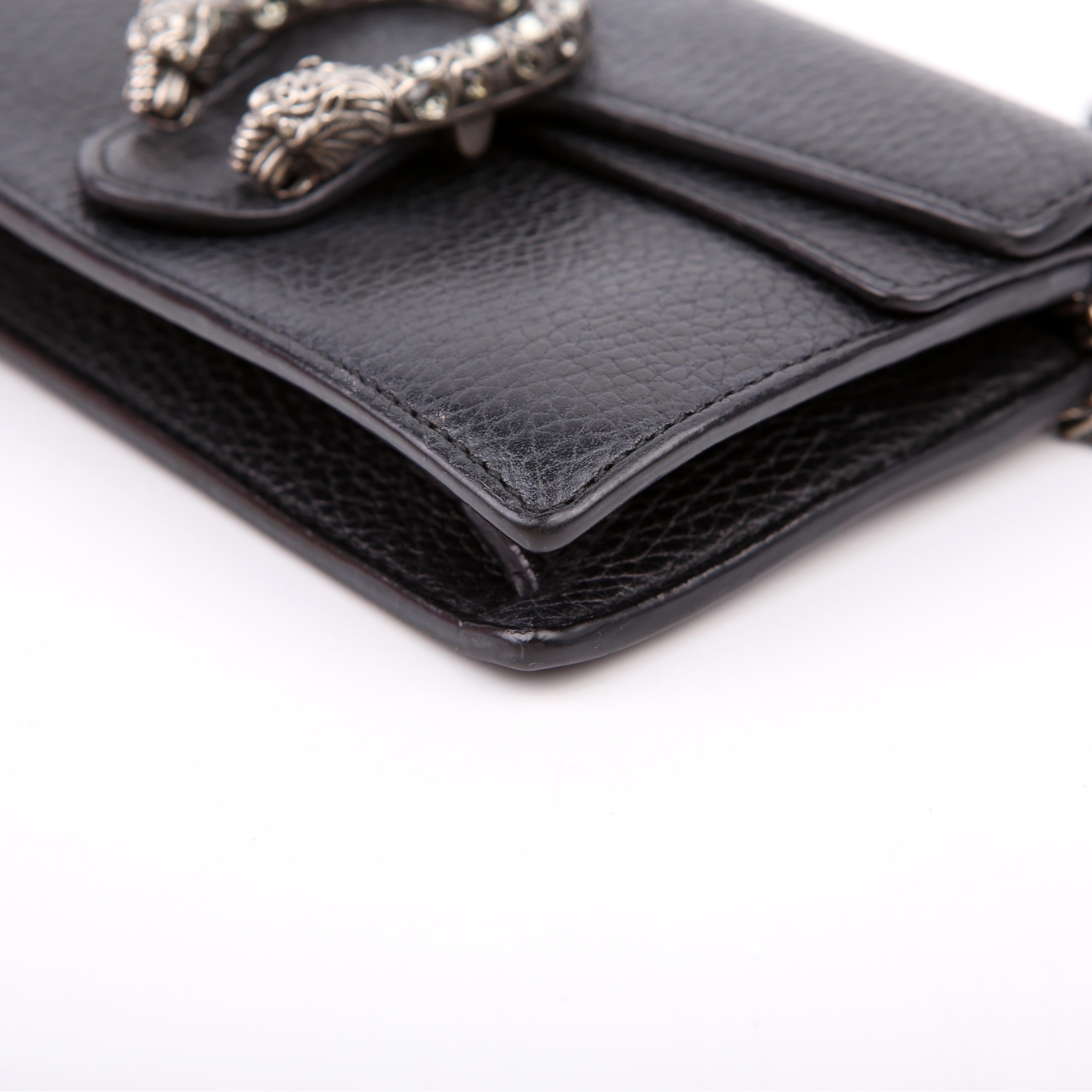 Gucci 476432 Dionysus Leather Super Mini Black