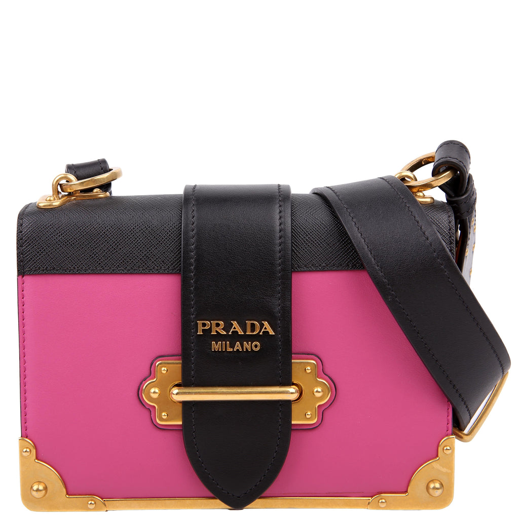 Prada 1BD045 Cahier Small Calfskin/Saffiano Pink