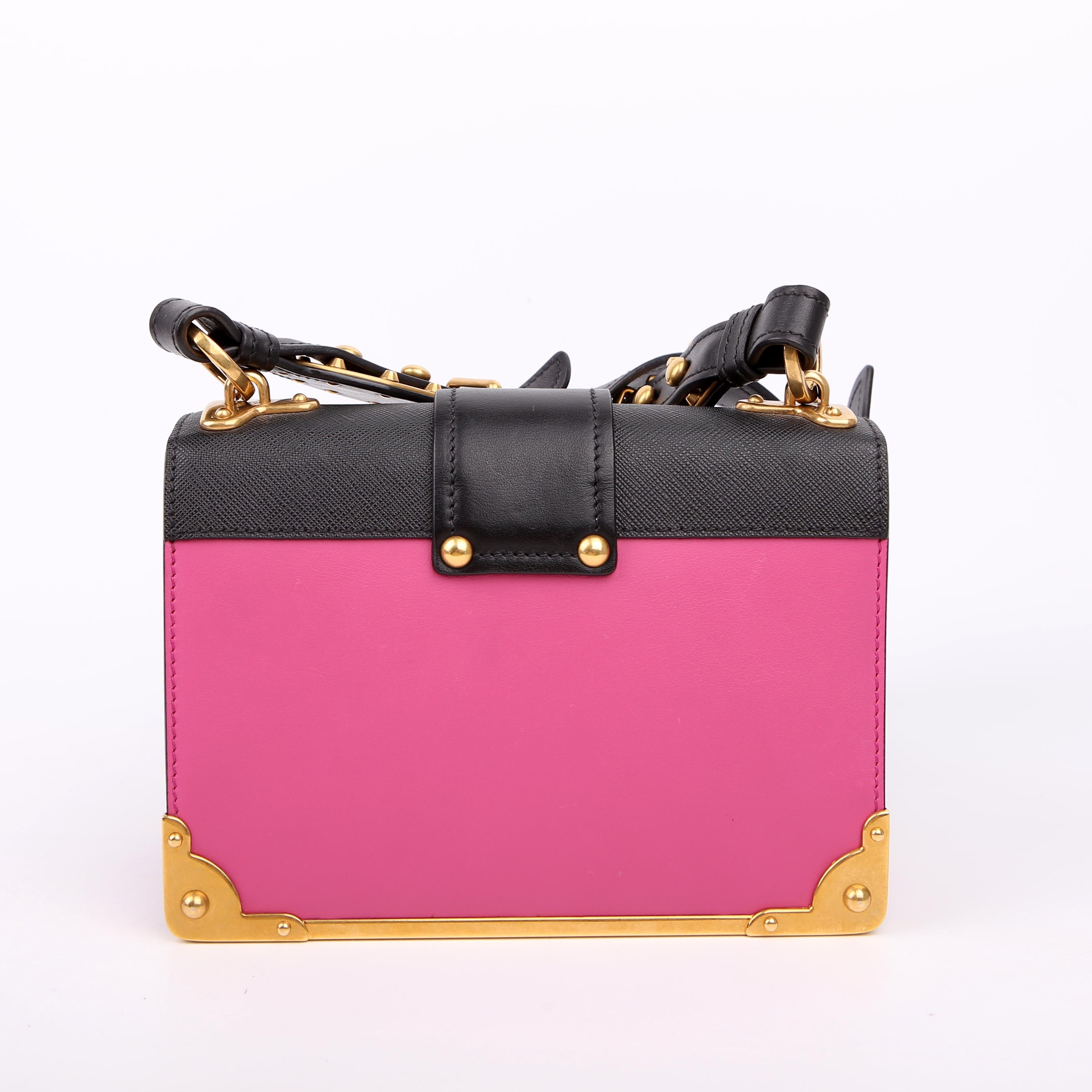 Prada 1BD045 Cahier Small Calfskin/Saffiano Pink