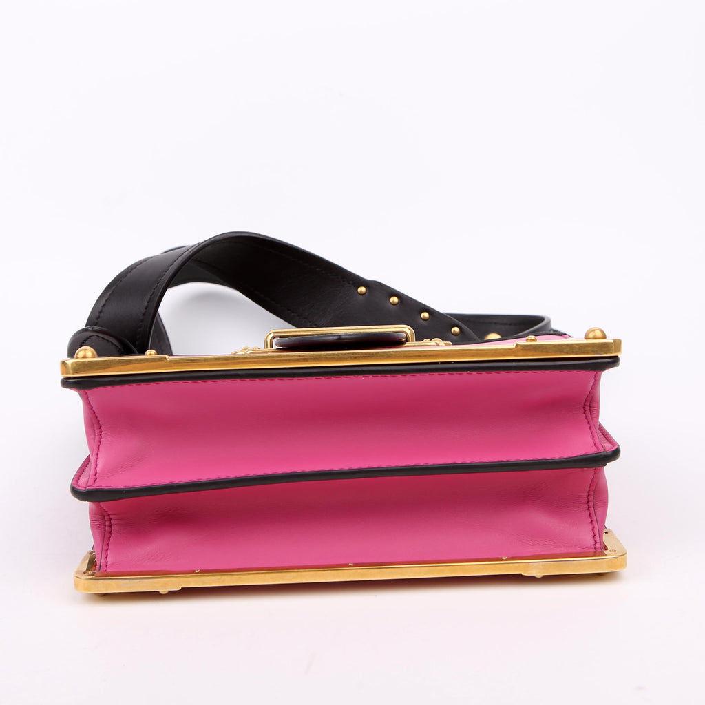 Prada 1BD045 Cahier Small Calfskin/Saffiano Pink