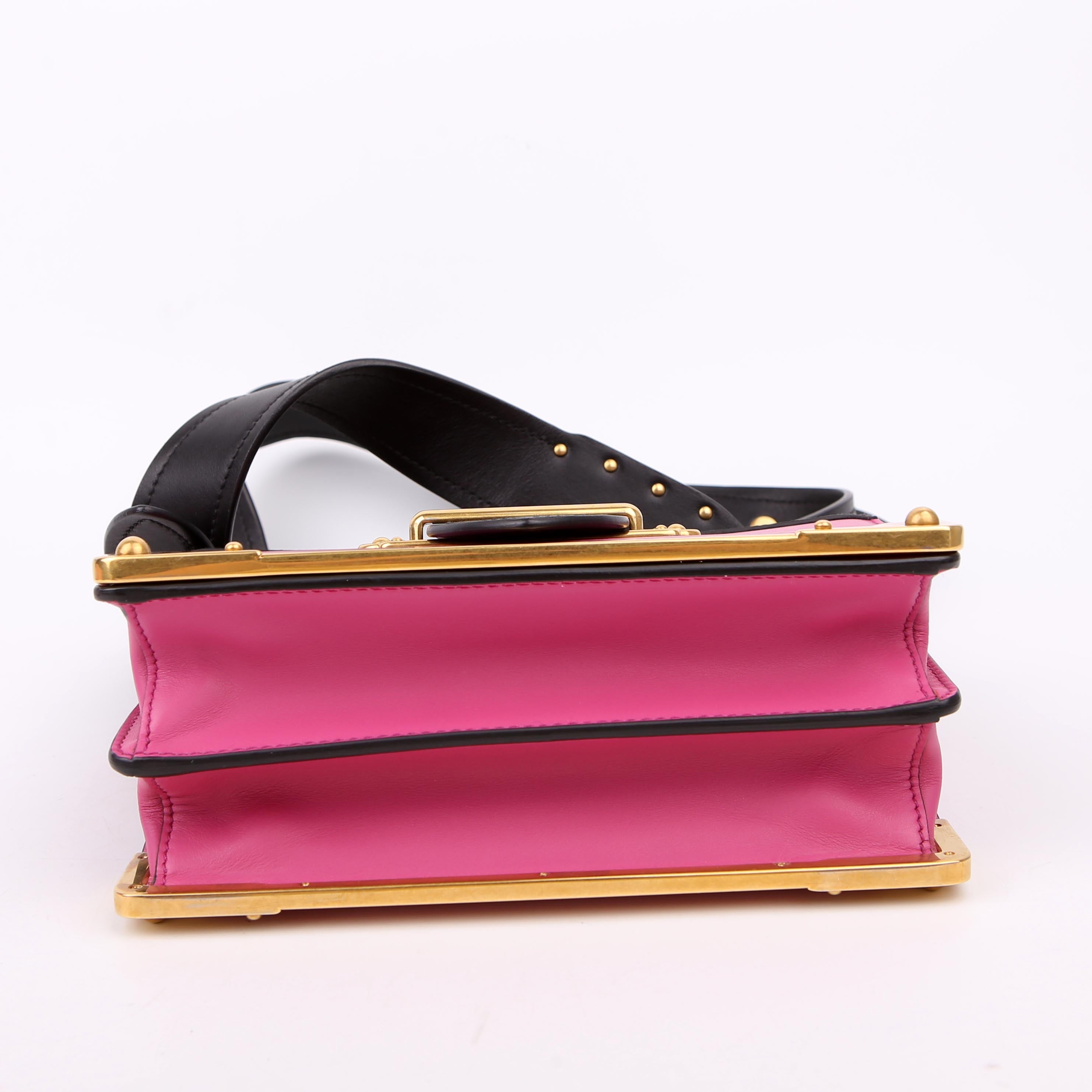 Prada 1BD045 Cahier Small Calfskin/Saffiano Pink
