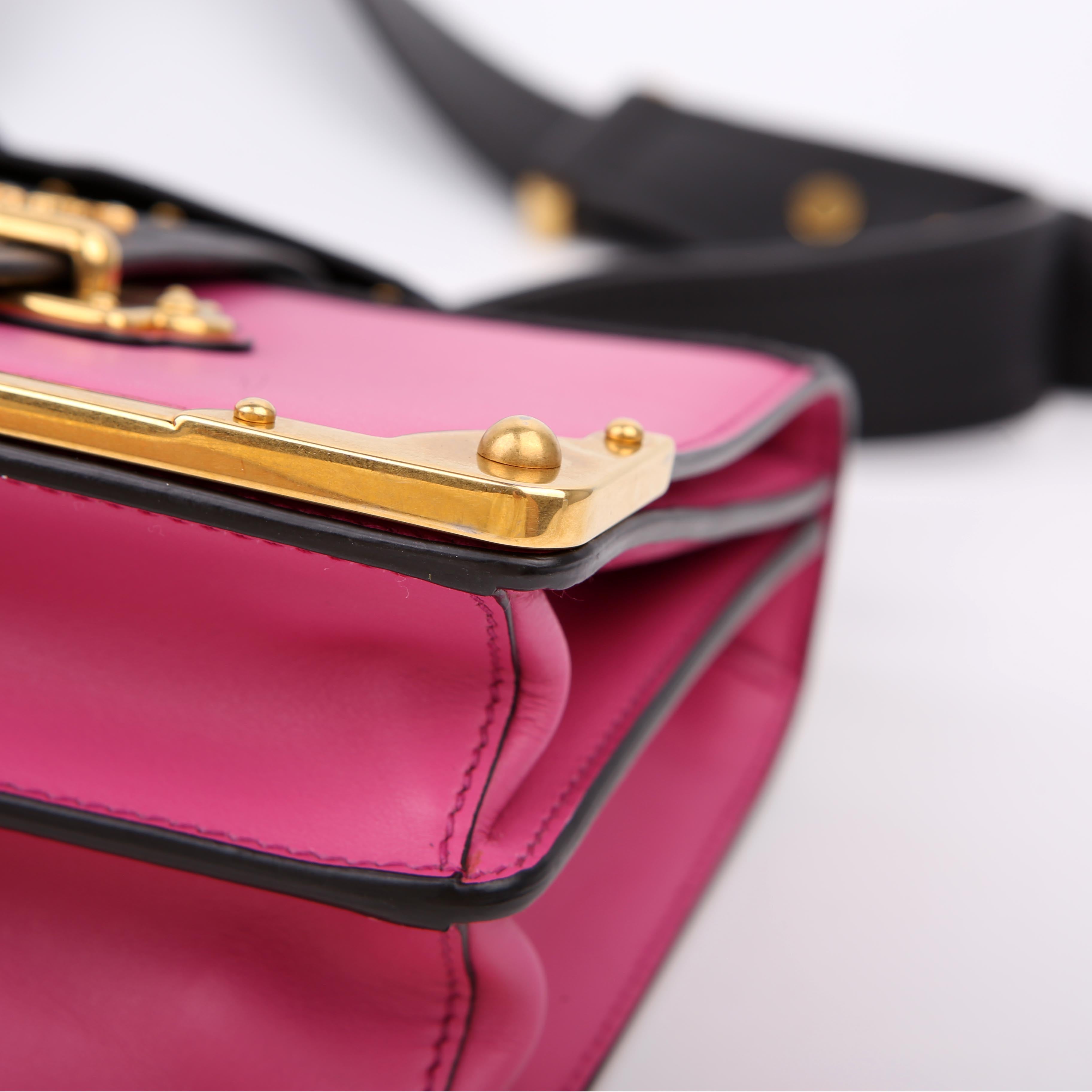 Prada 1BD045 Cahier Small Calfskin/Saffiano Pink
