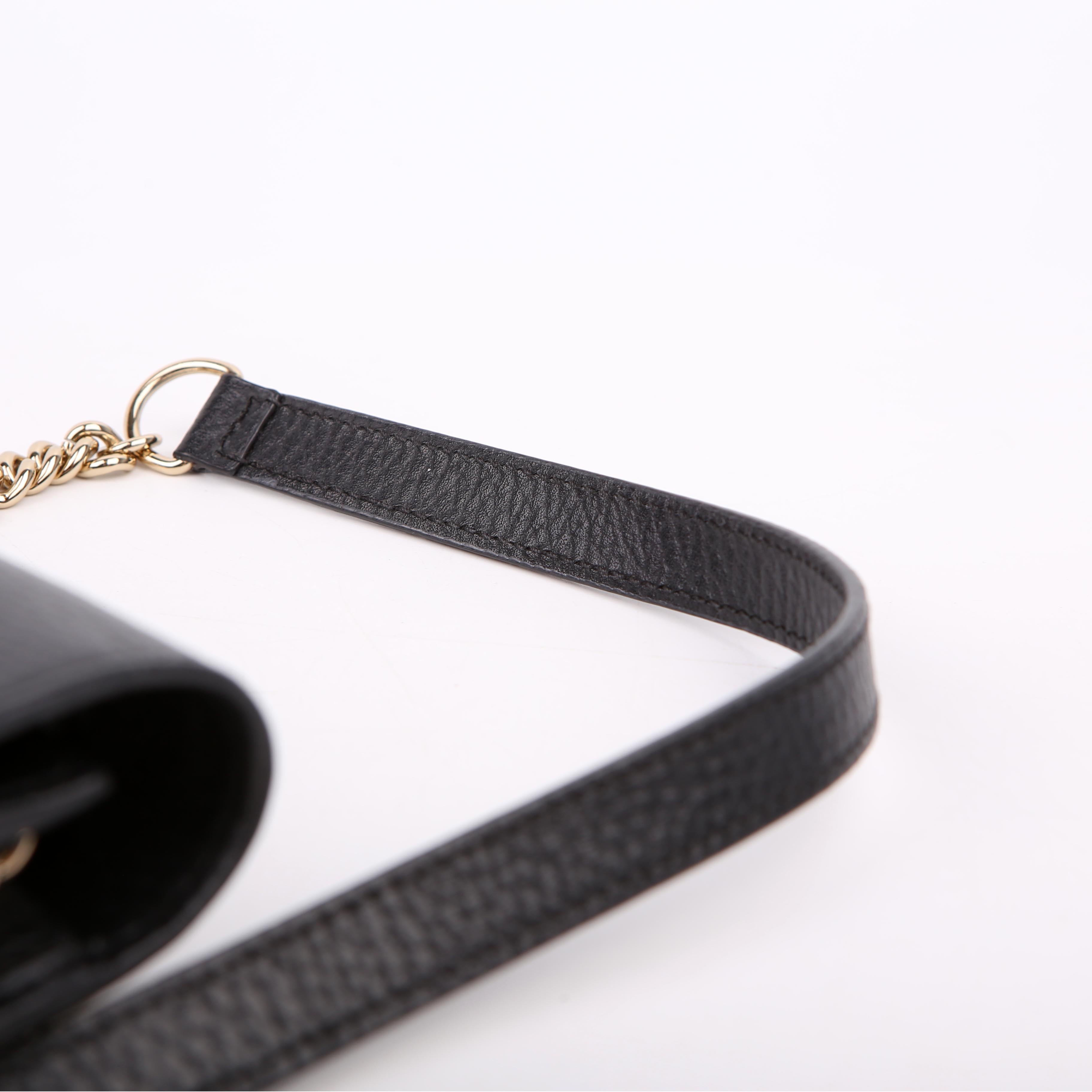 Gucci 615523 Interlocking GG Wallet On Chain Calfskin Black