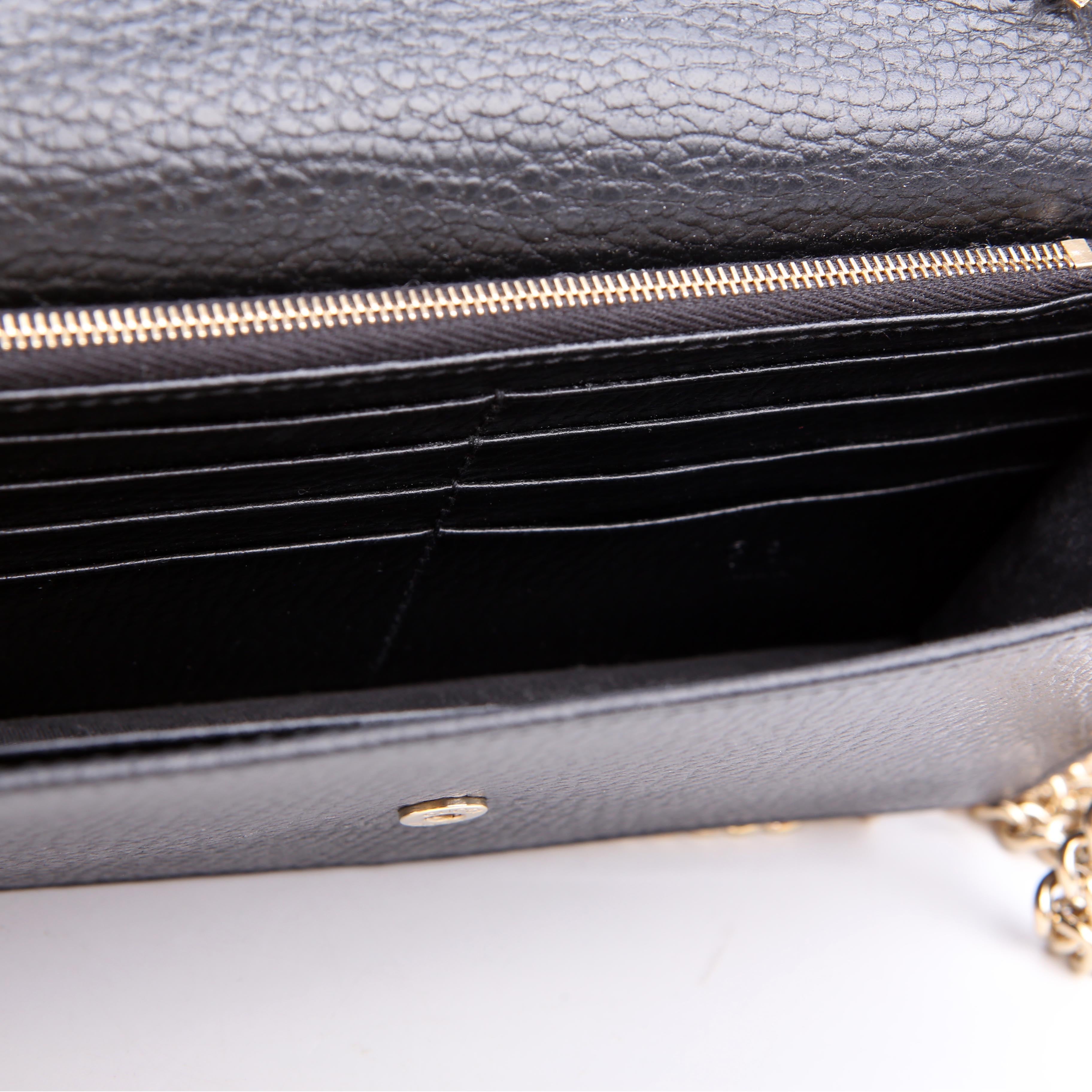 Gucci 615523 Interlocking GG Wallet On Chain Calfskin Black