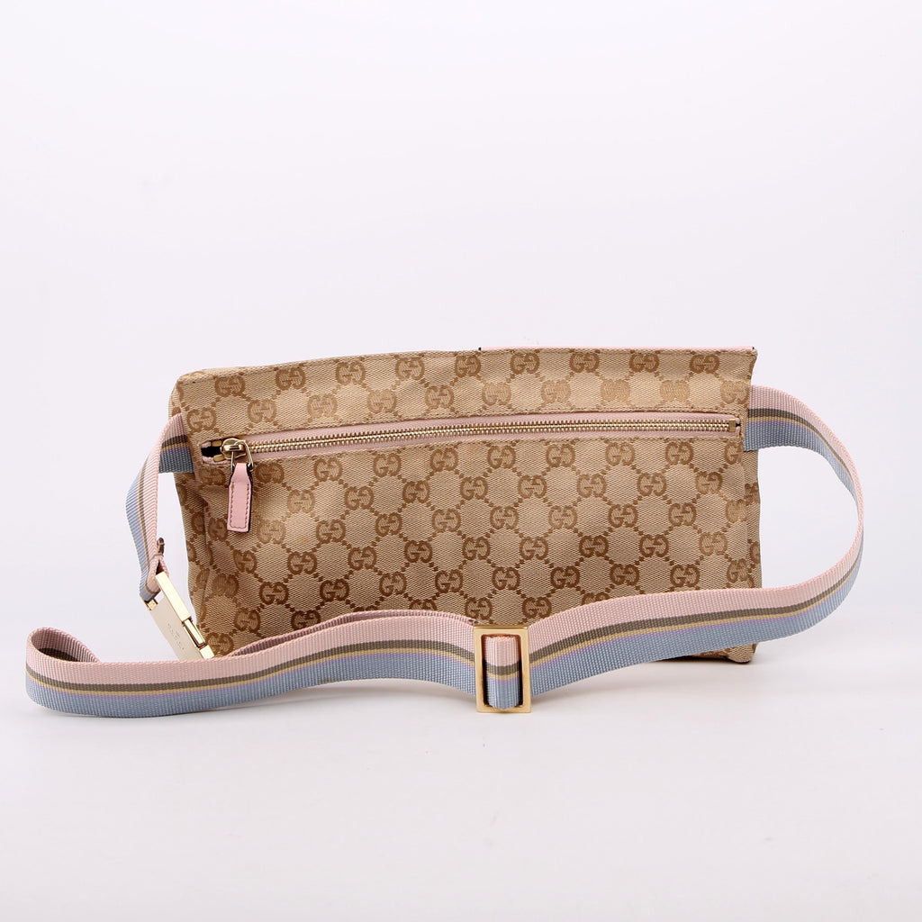28566 GG Canvas Waist Bag Tan/Pink
