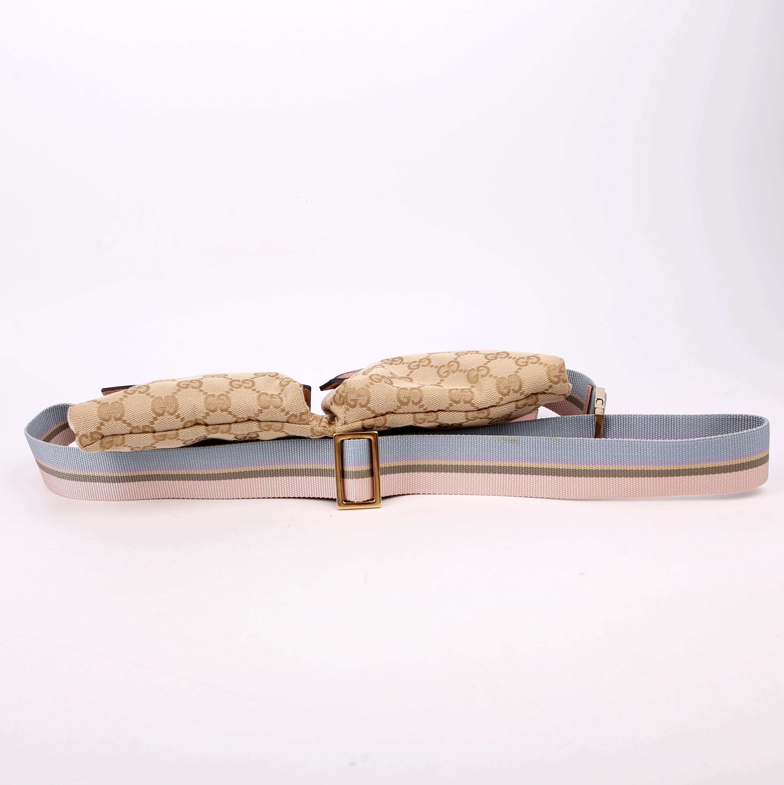 28566 GG Canvas Waist Bag Tan/Pink