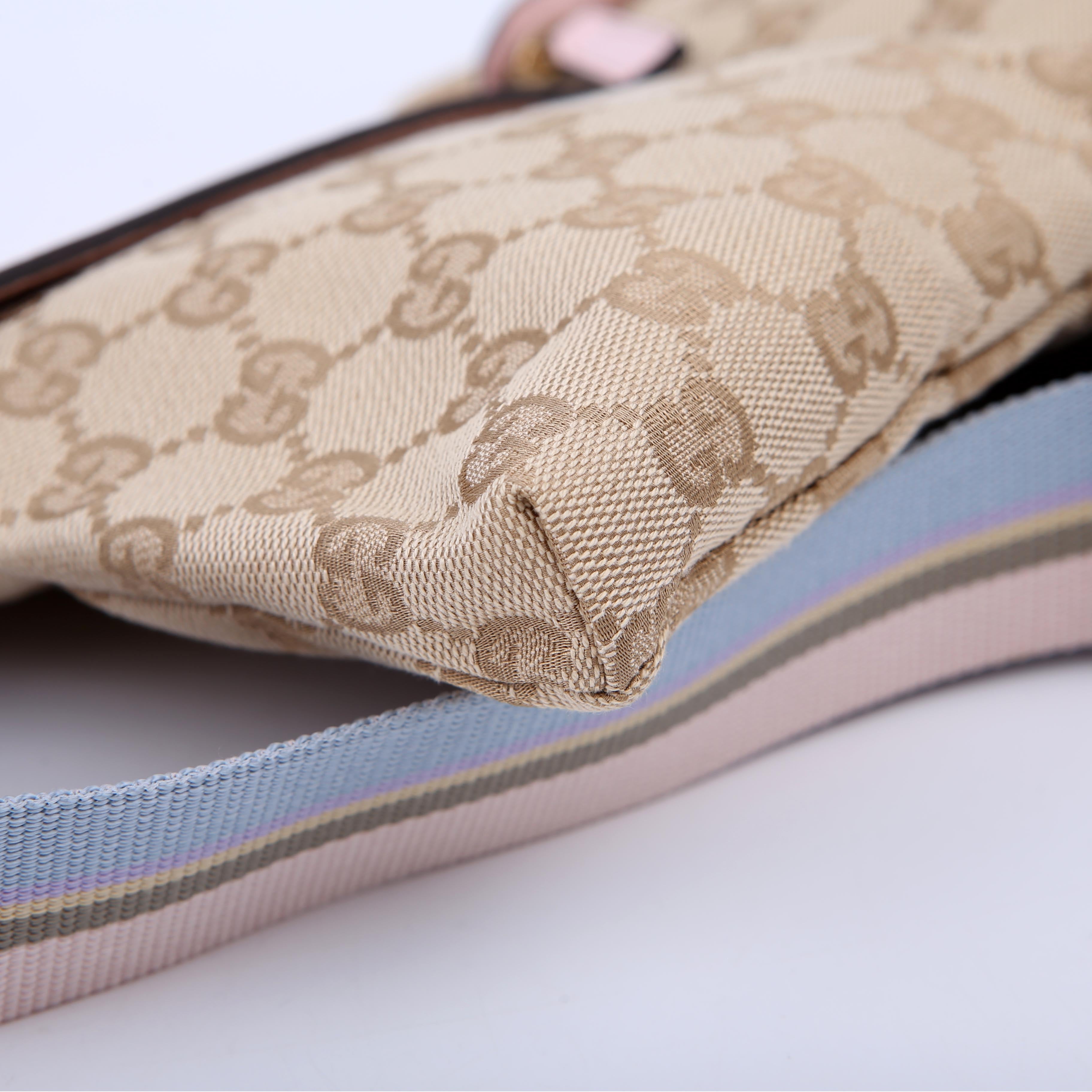 28566 GG Canvas Waist Bag Tan/Pink