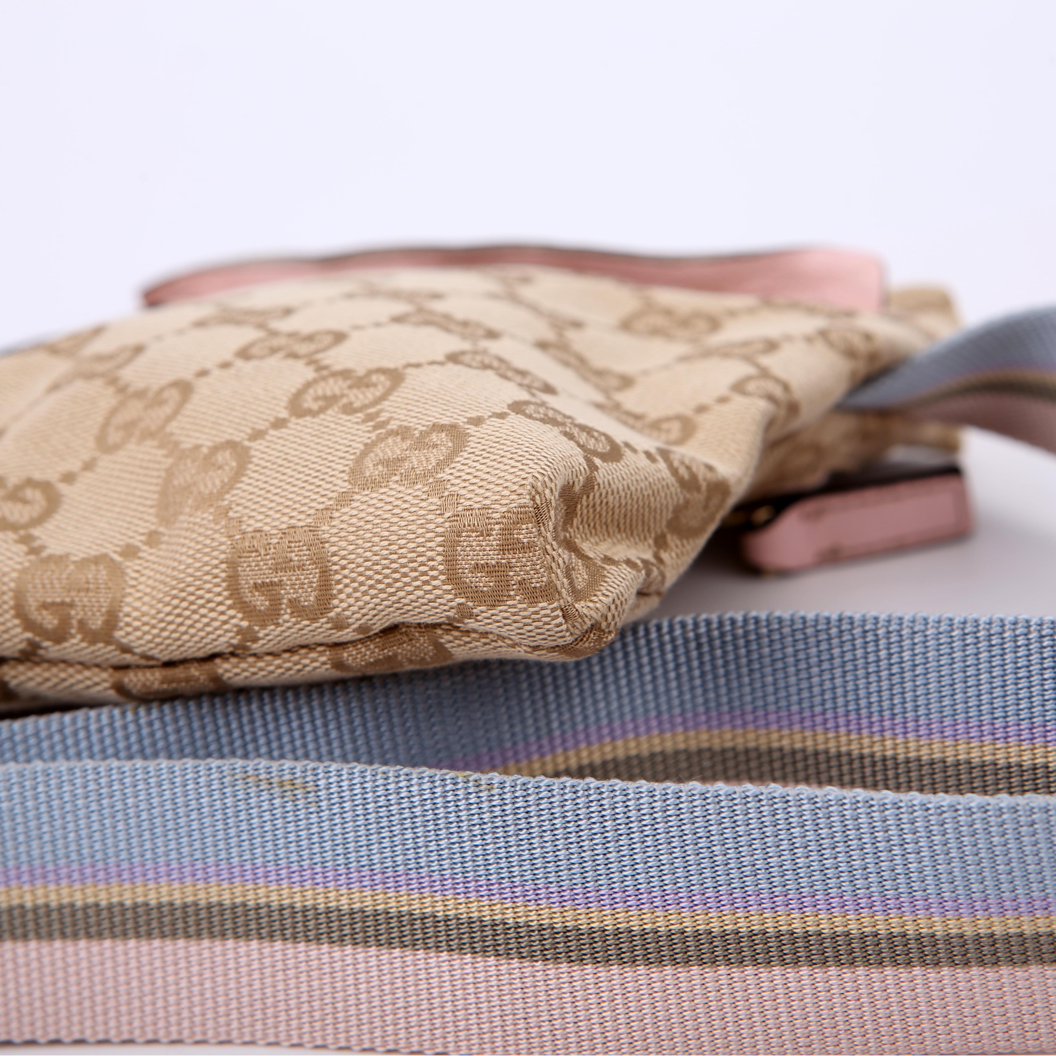 28566 GG Canvas Waist Bag Tan/Pink