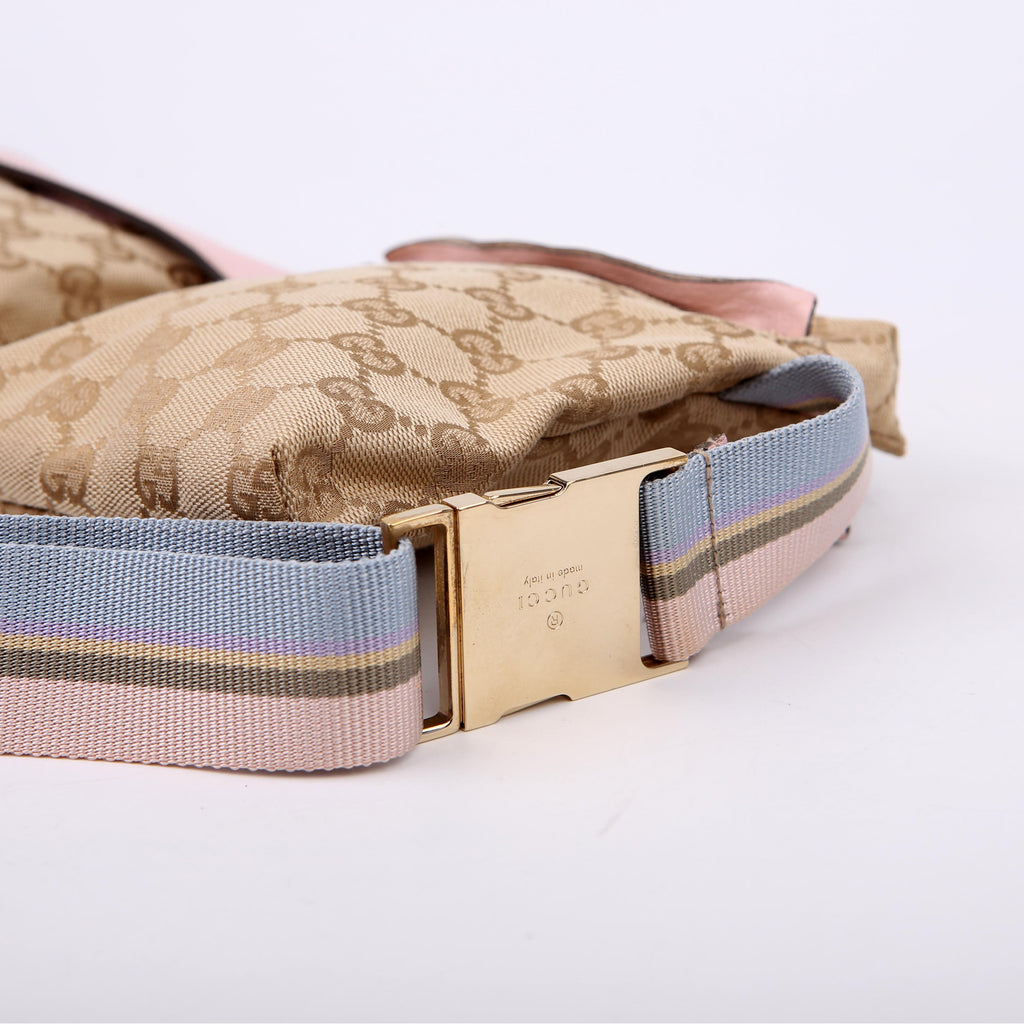28566 GG Canvas Waist Bag Tan/Pink