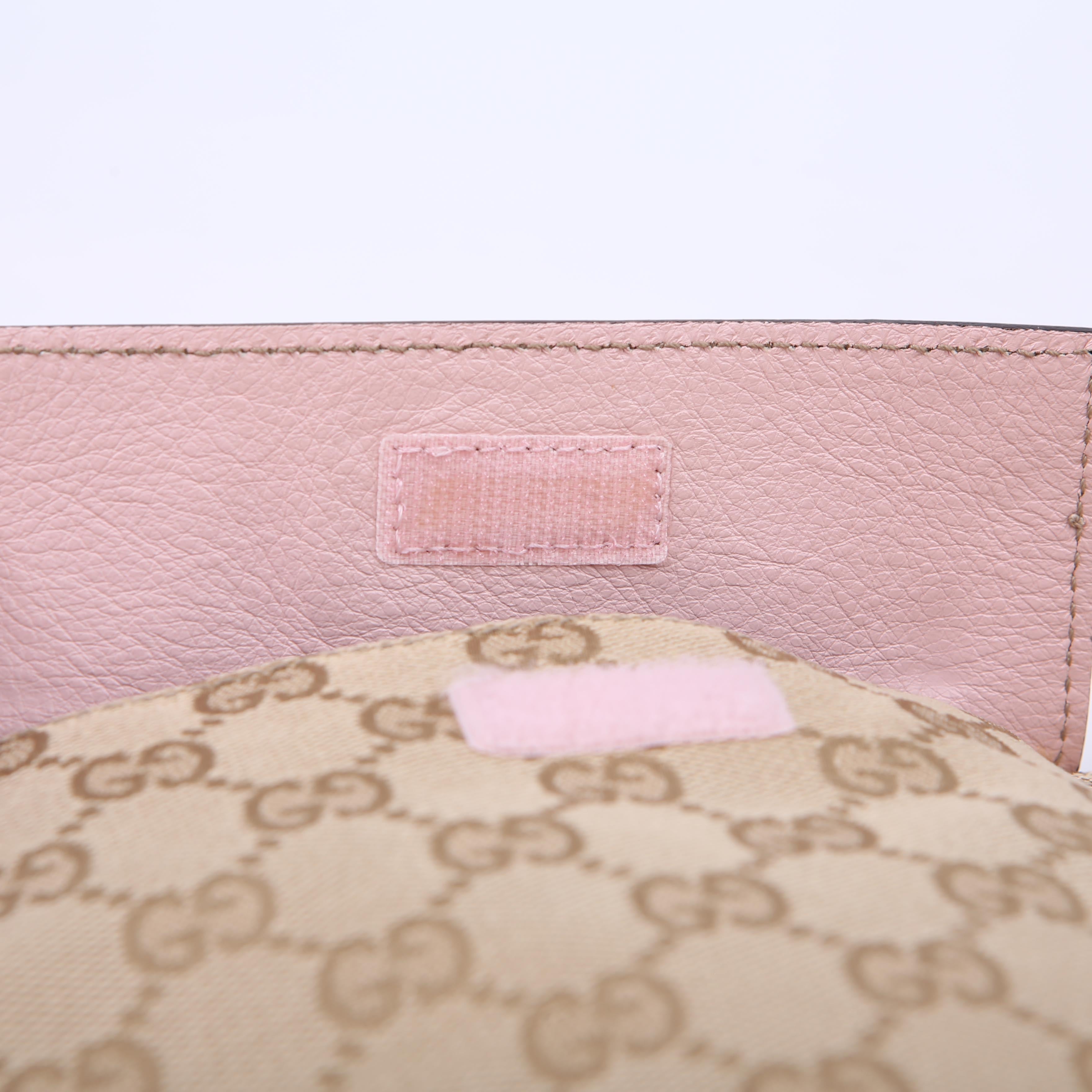 28566 GG Canvas Waist Bag Tan/Pink