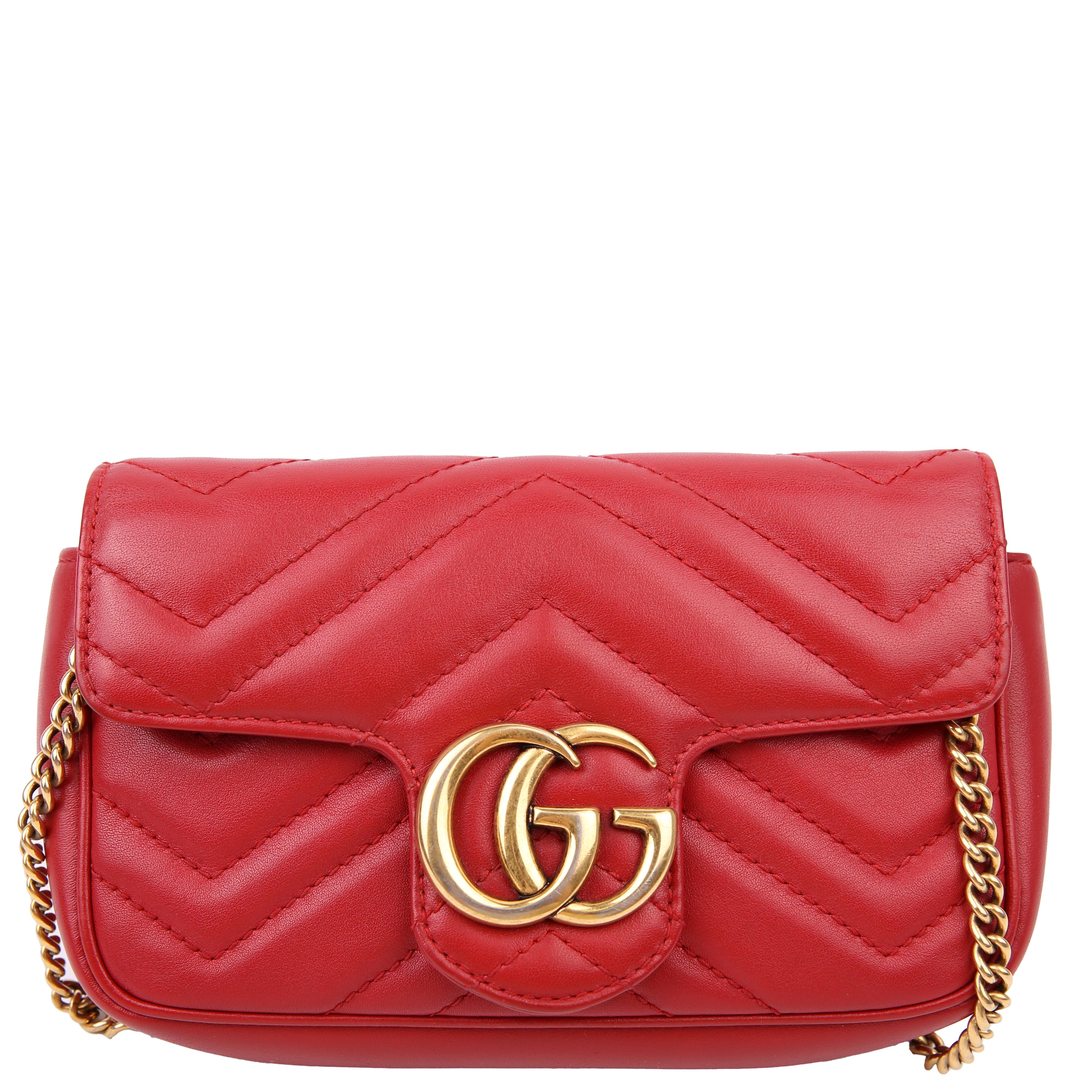 476433 Marmont Leather Super Mini Flap Red