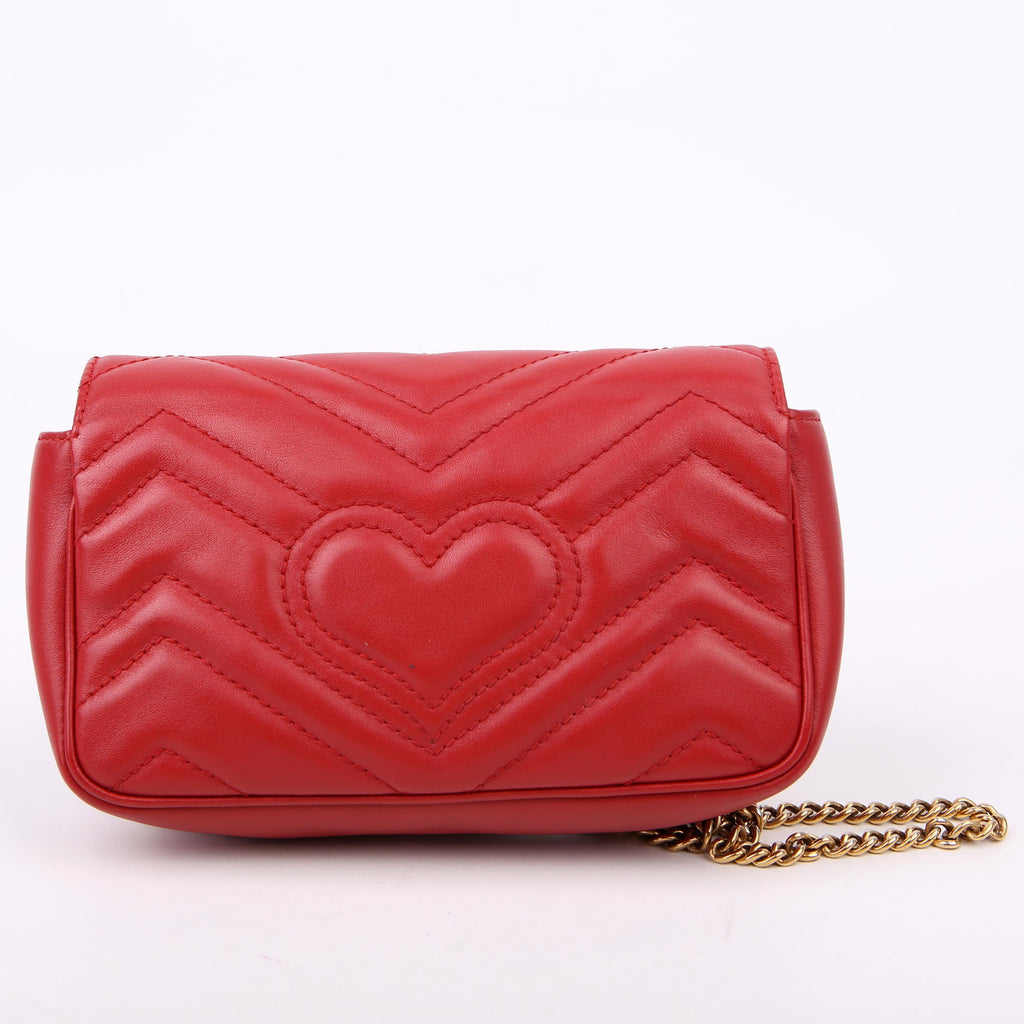 476433 Marmont Leather Super Mini Flap Red