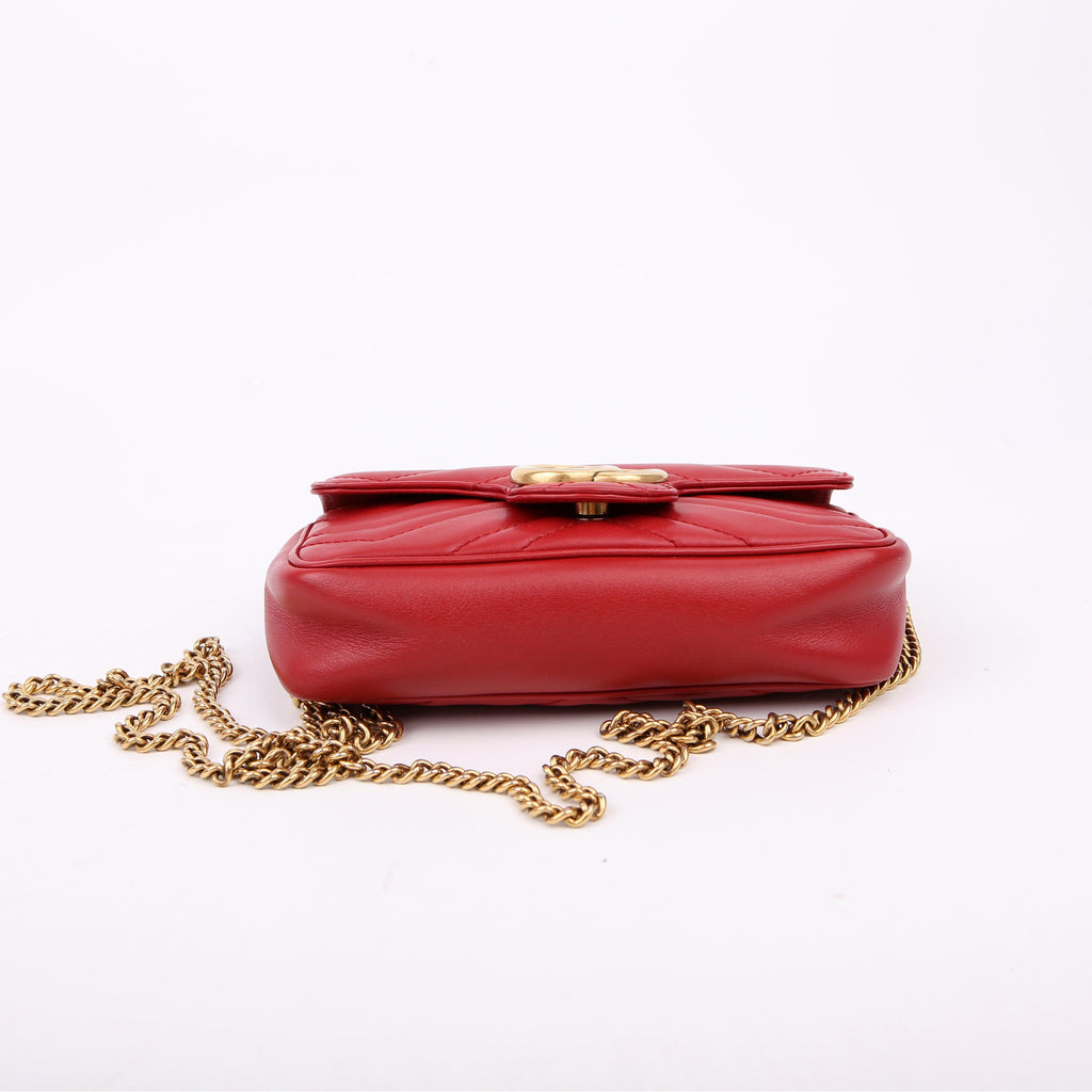 476433 Marmont Leather Super Mini Flap Red