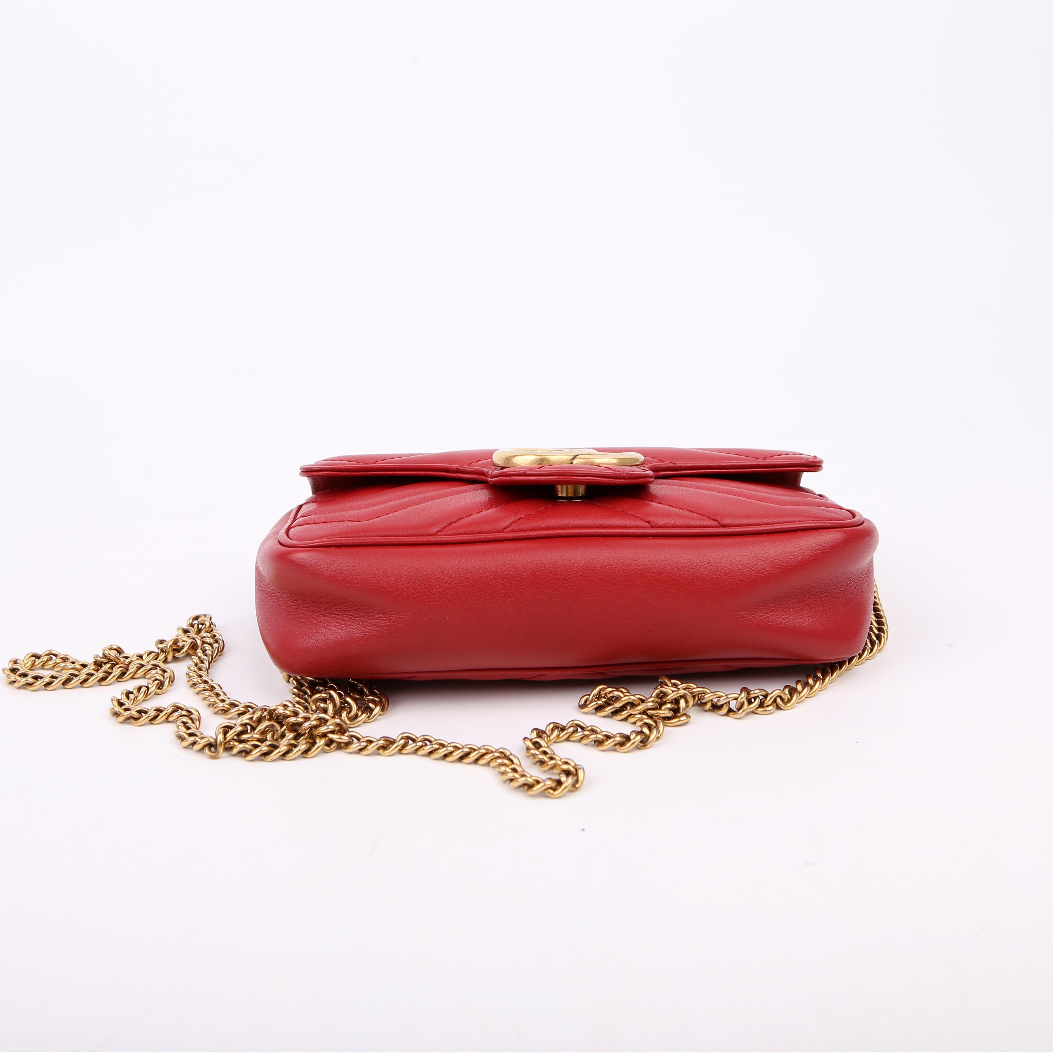 476433 Marmont Leather Super Mini Flap Red
