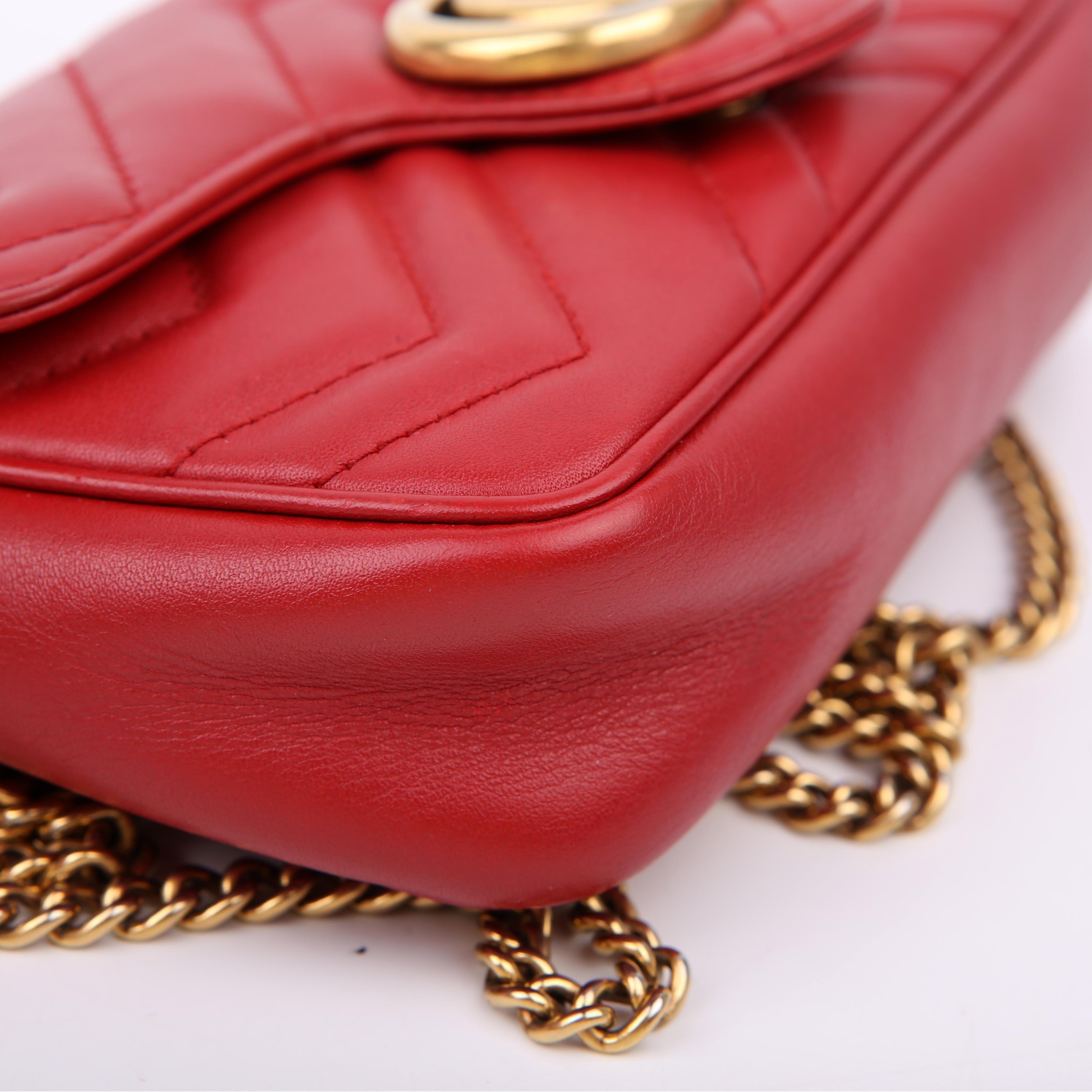 476433 Marmont Leather Super Mini Flap Red