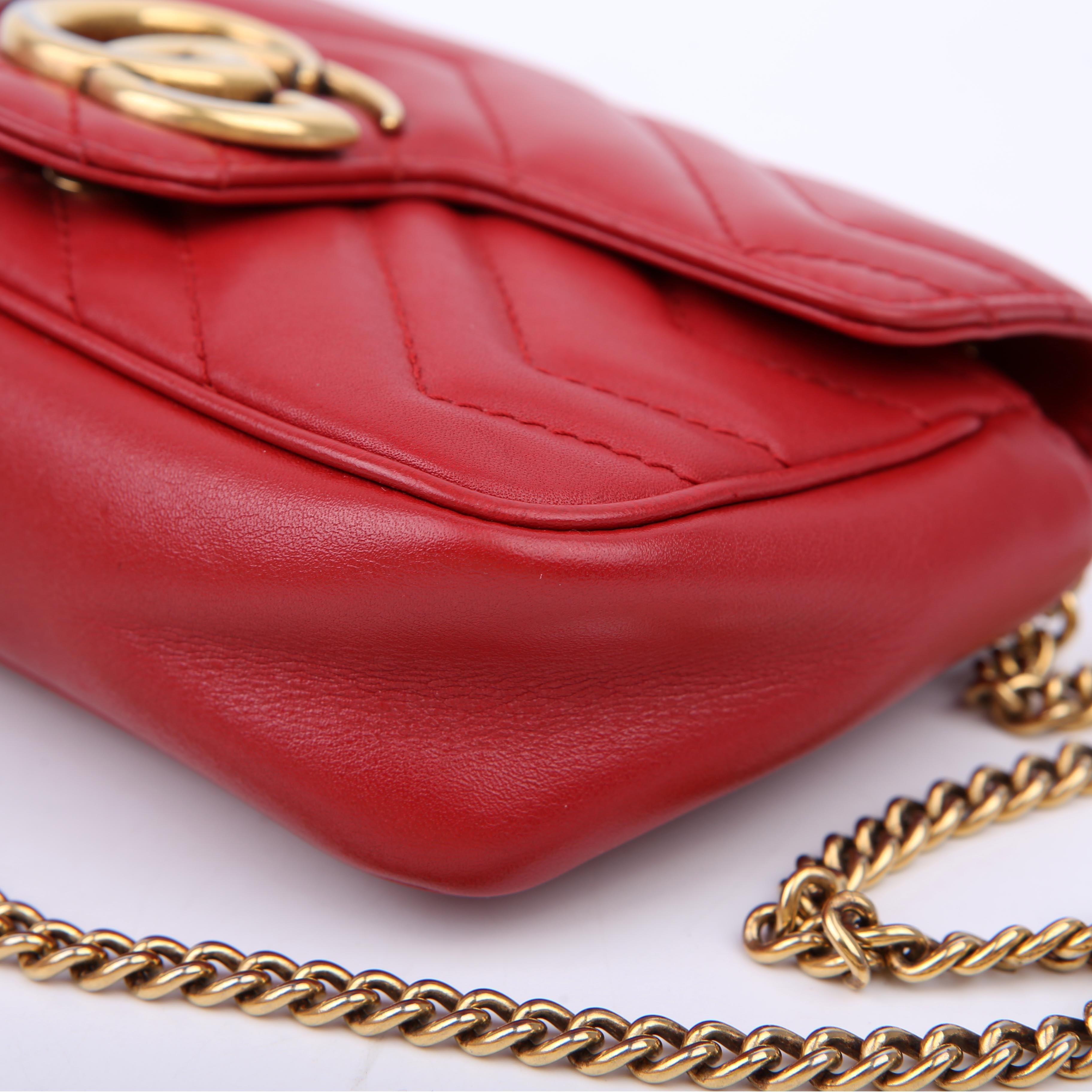 476433 Marmont Leather Super Mini Flap Red