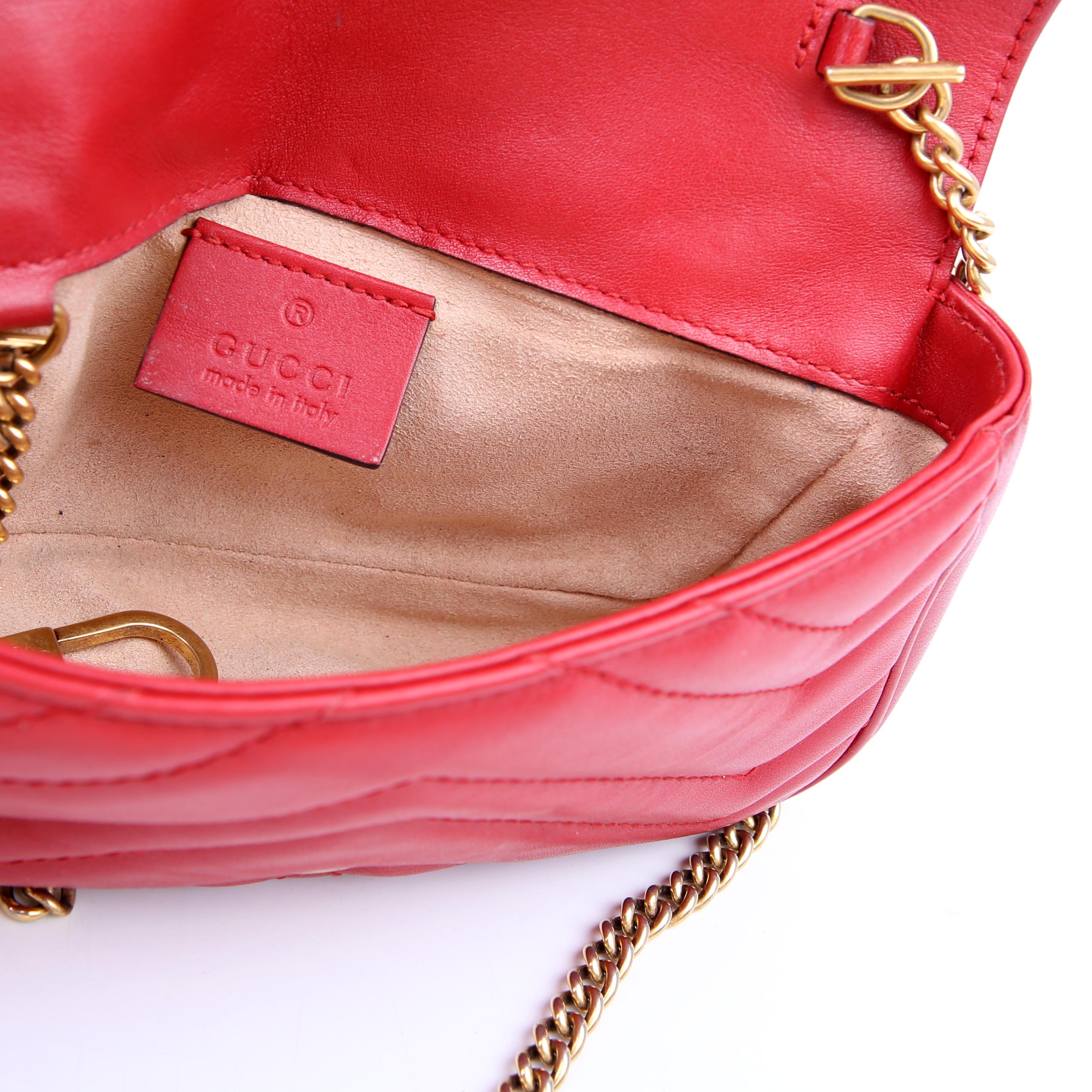 476433 Marmont Leather Super Mini Flap Red
