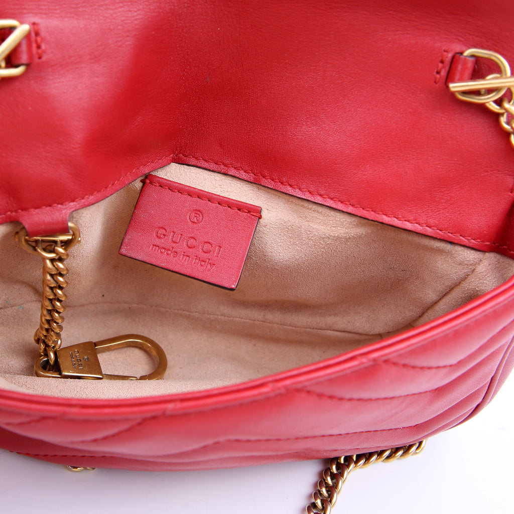 476433 Marmont Leather Super Mini Flap Red