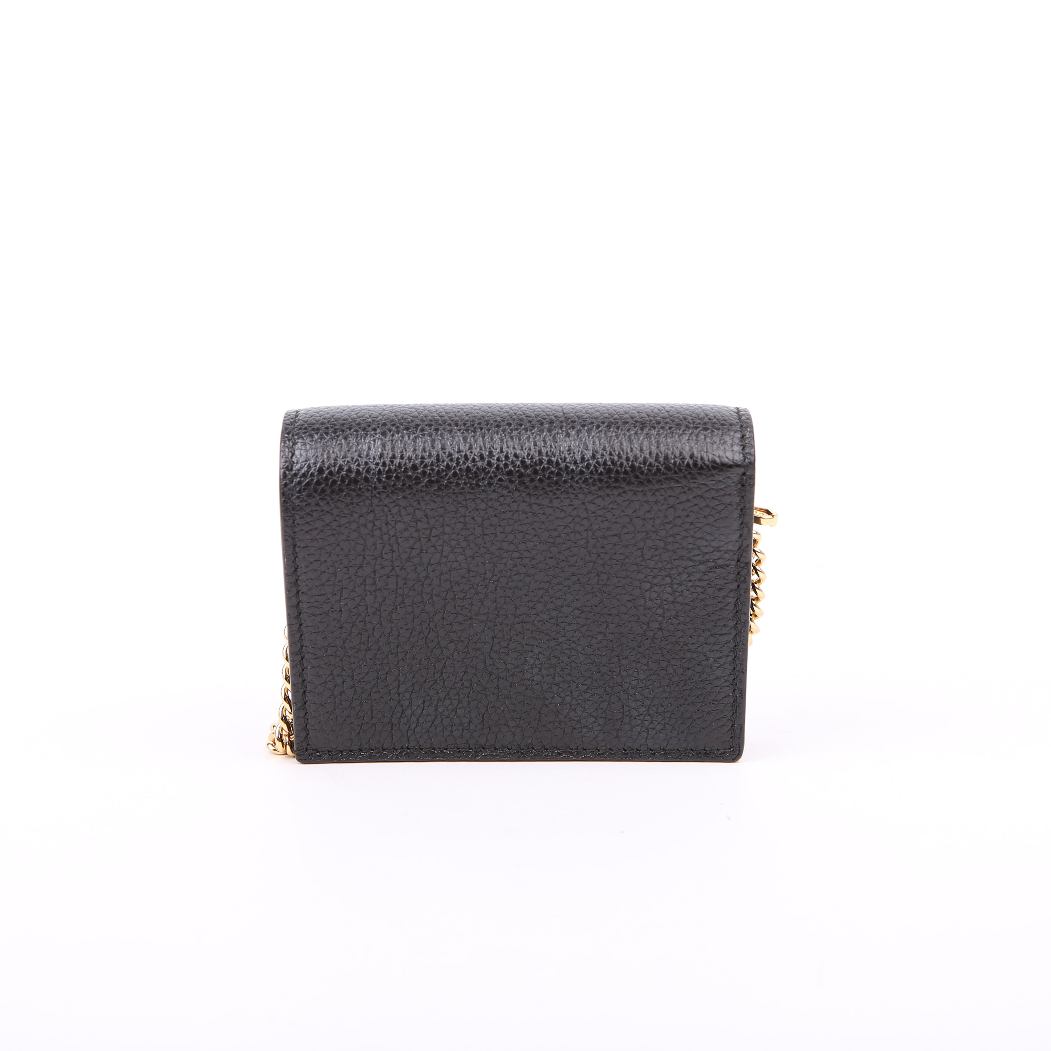 Gucci 570660 Zumi Leather Card Case with Chain Black