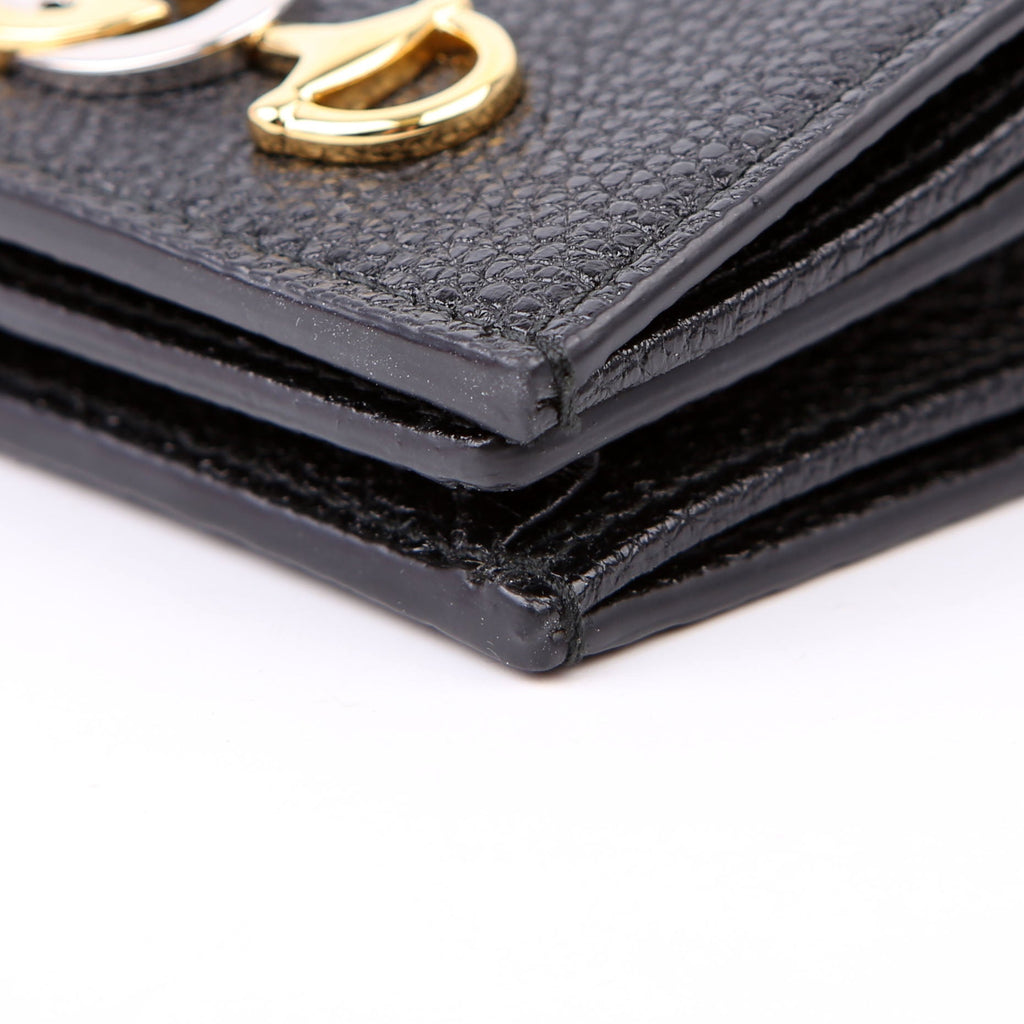 Gucci 570660 Zumi Leather Card Case with Chain Black