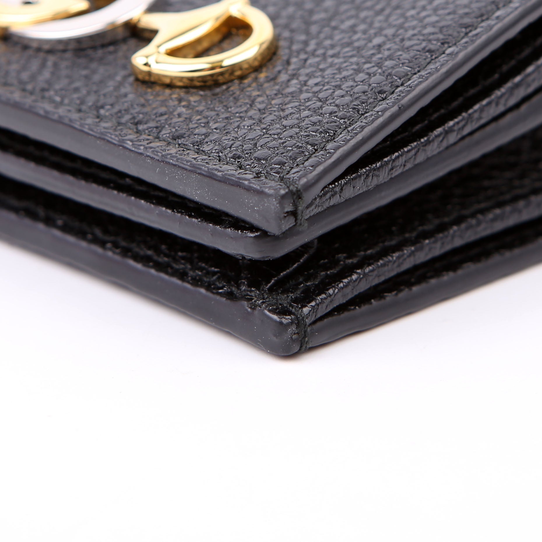 Gucci 570660 Zumi Leather Card Case with Chain Black