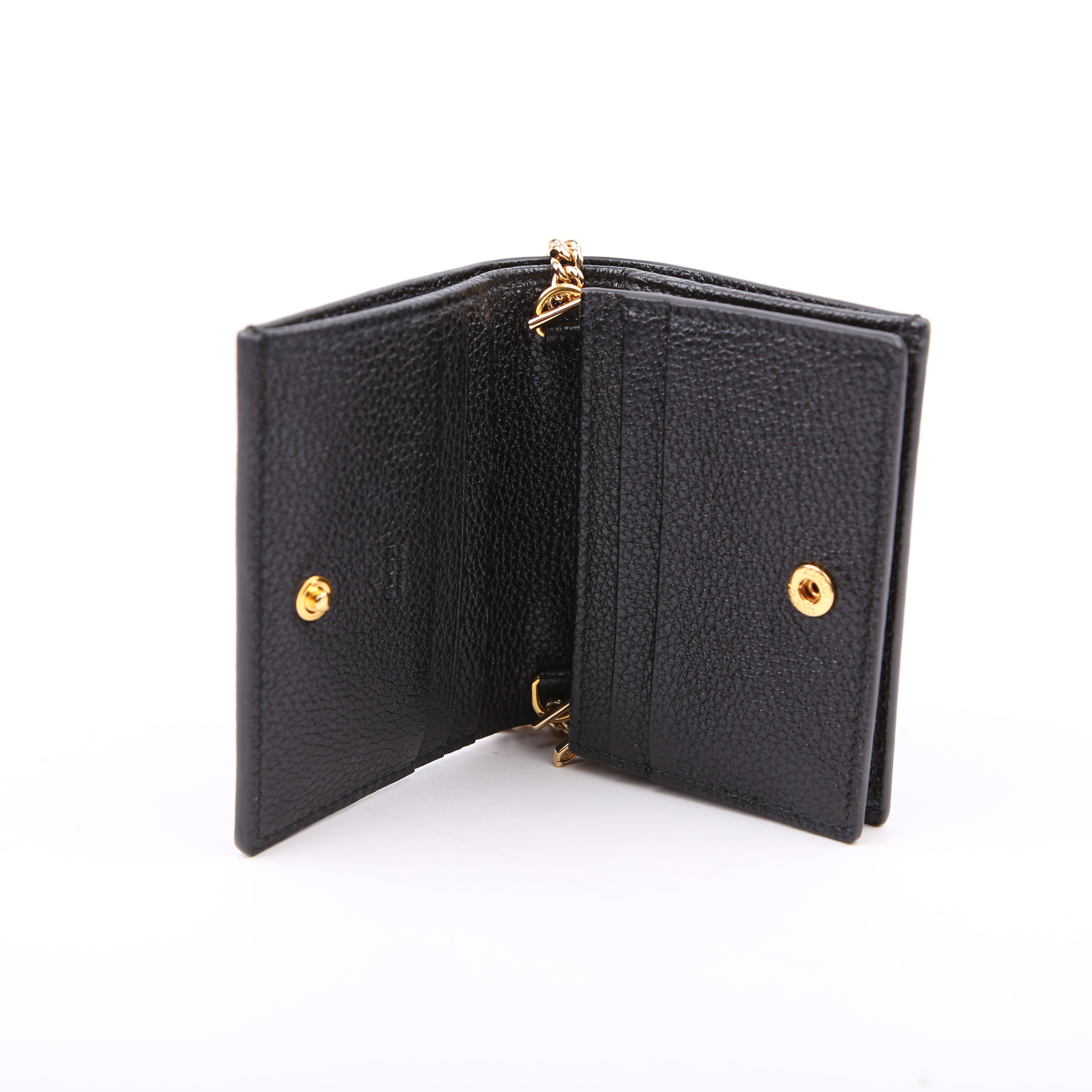 Gucci 570660 Zumi Leather Card Case with Chain Black