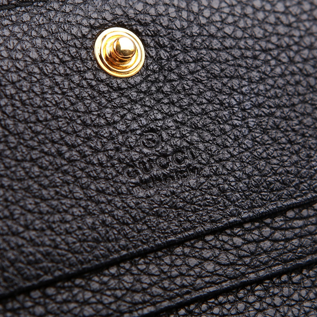 Gucci 570660 Zumi Leather Card Case with Chain Black