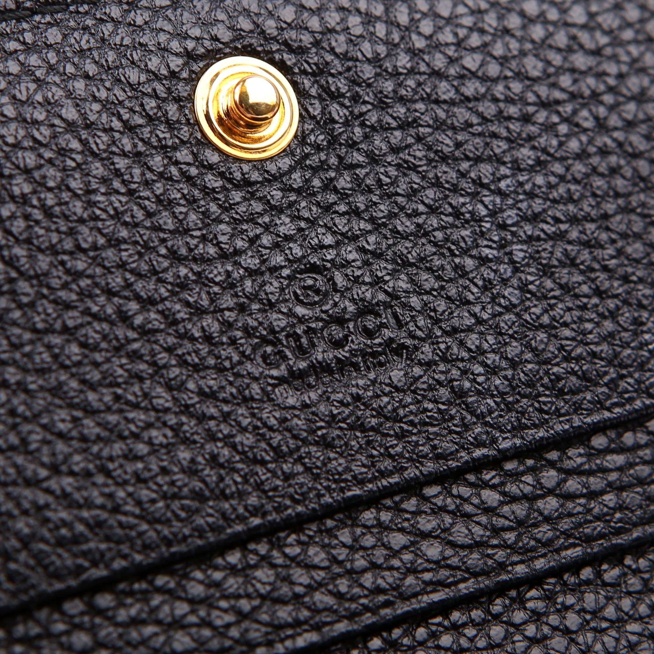 Gucci 570660 Zumi Leather Card Case with Chain Black