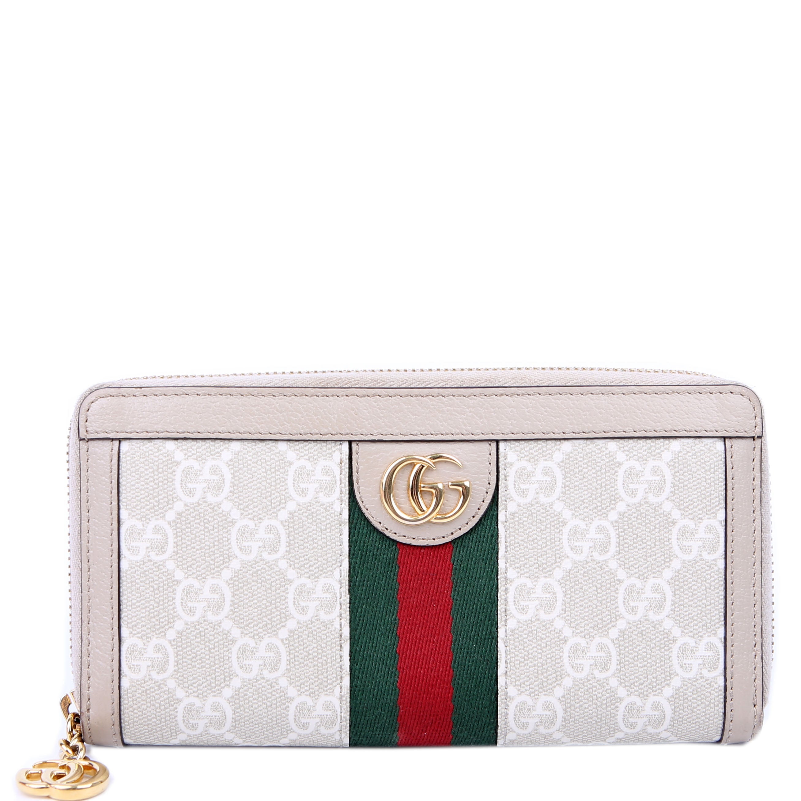 Gucci 523154 GG Supreme Ophidia Zip Wallet Tan