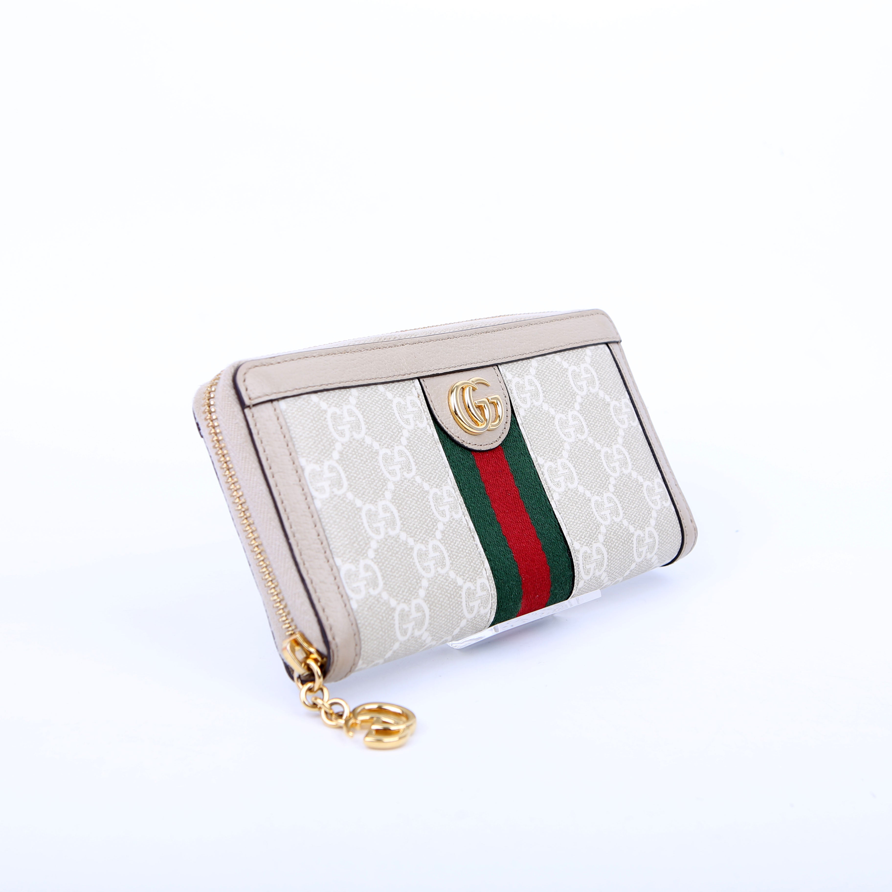 Gucci 523154 GG Supreme Ophidia Zip Wallet Tan