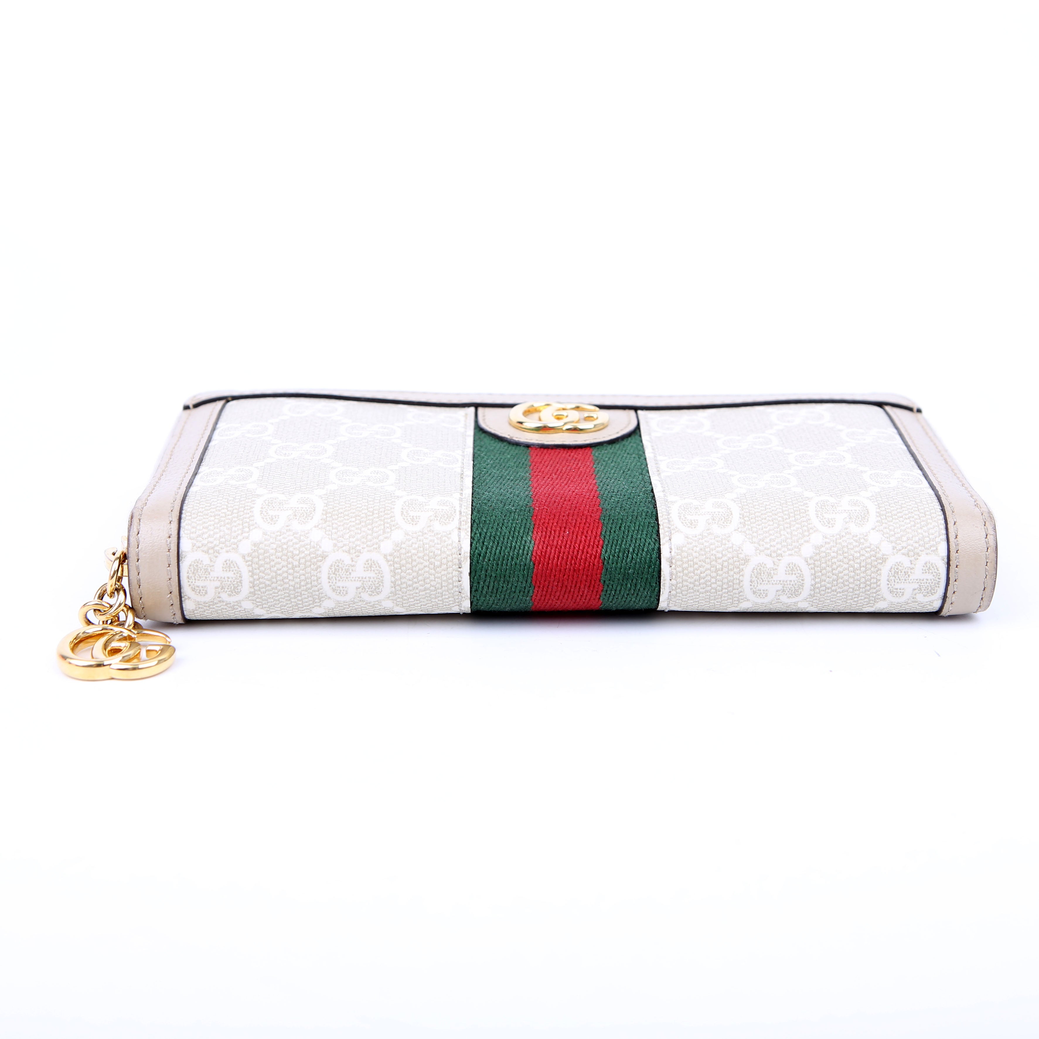 Gucci 523154 GG Supreme Ophidia Zip Wallet Tan