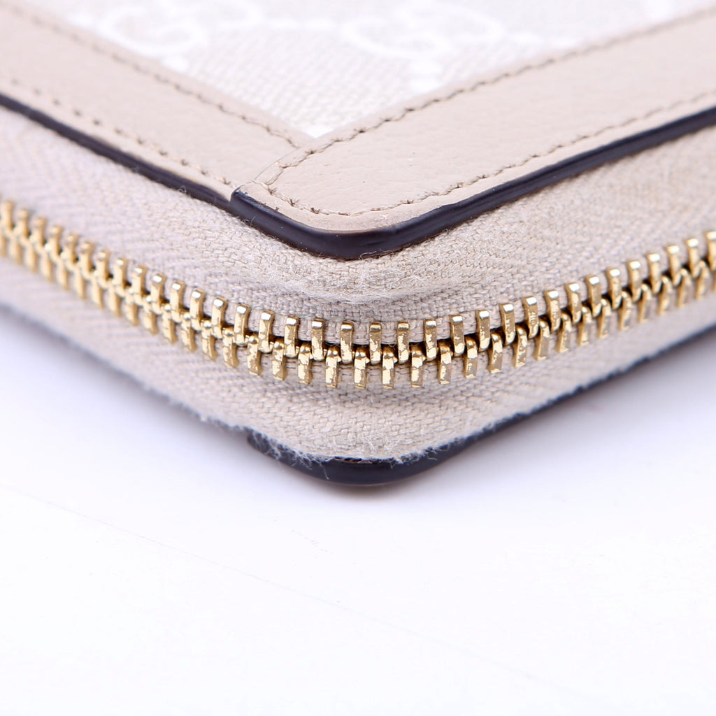 Gucci 523154 GG Supreme Ophidia Zip Wallet Tan
