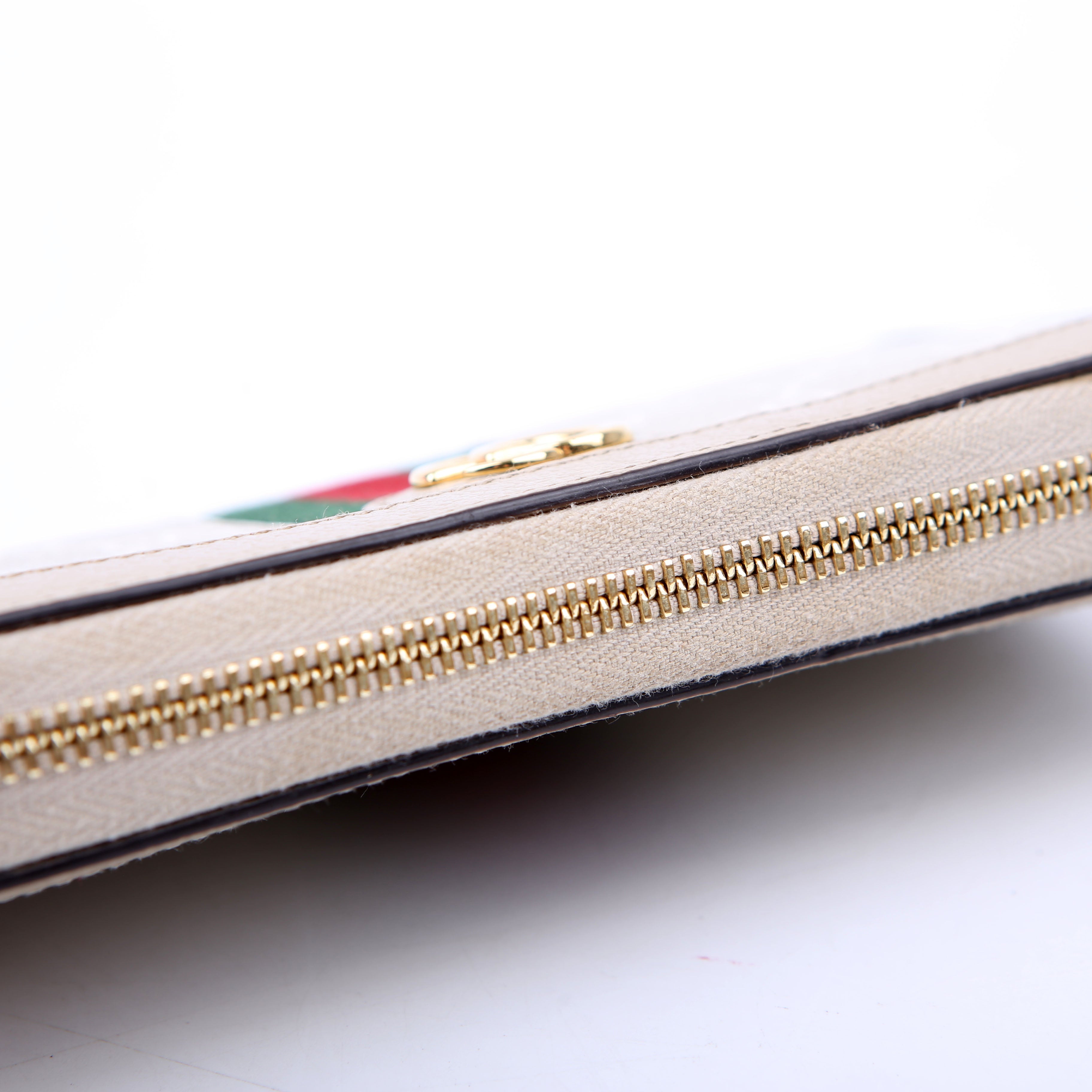 Gucci 523154 GG Supreme Ophidia Zip Wallet Tan