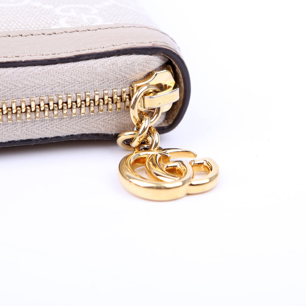 Gucci 523154 GG Supreme Ophidia Zip Wallet Tan