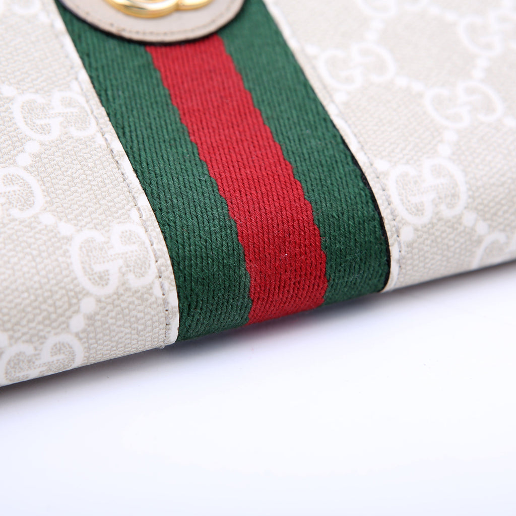 Gucci 523154 GG Supreme Ophidia Zip Wallet Tan