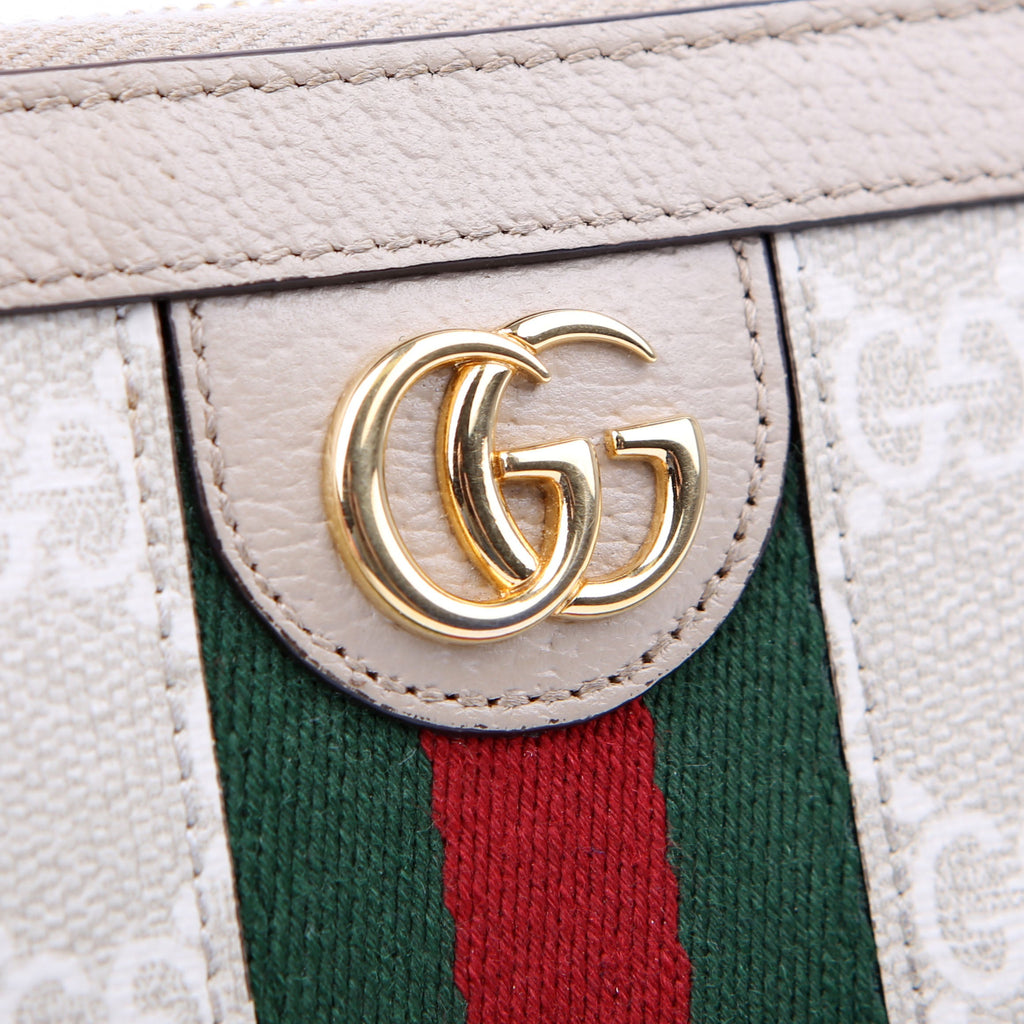 Gucci 523154 GG Supreme Ophidia Zip Wallet Tan