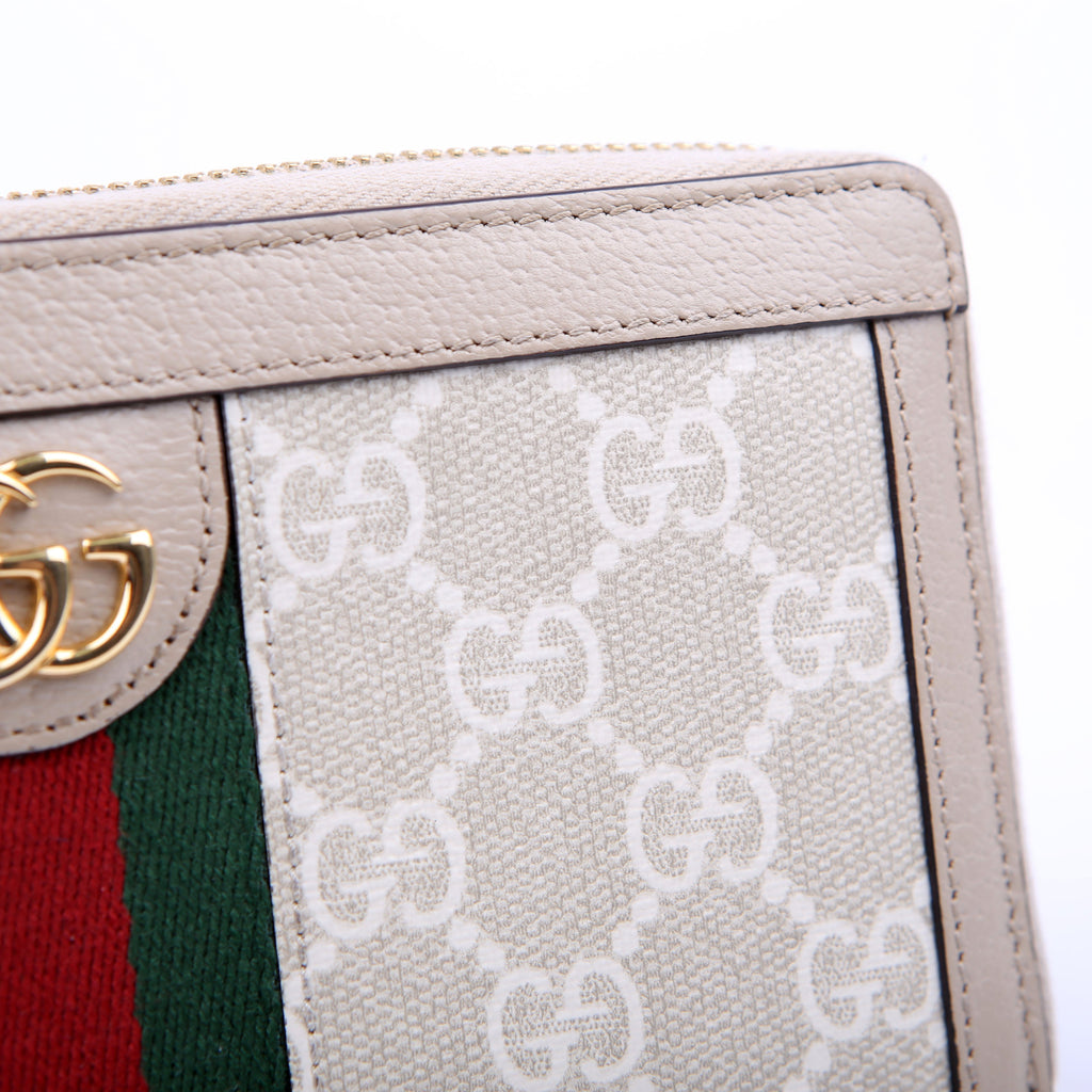 Gucci 523154 GG Supreme Ophidia Zip Wallet Tan