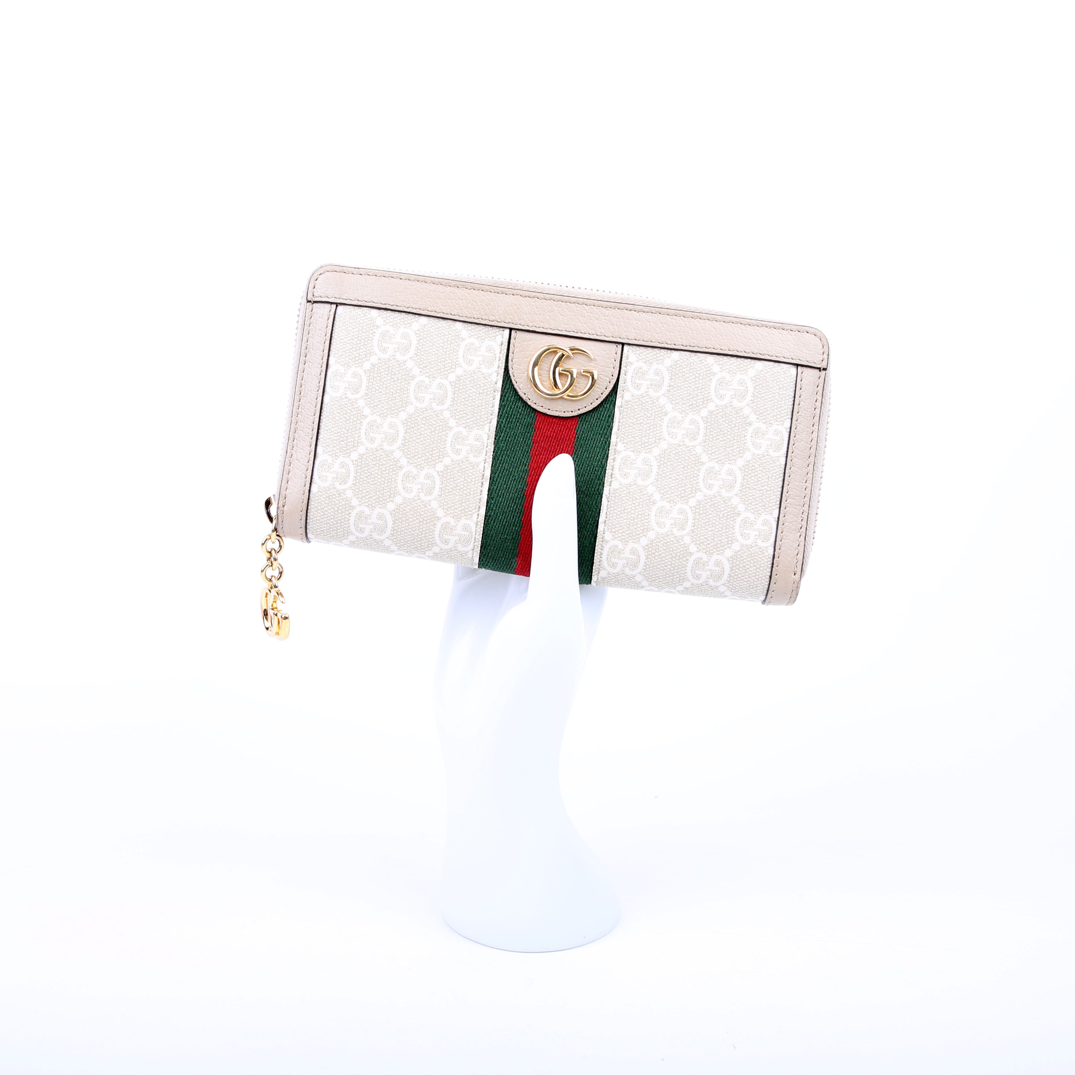 Gucci 523154 GG Supreme Ophidia Zip Wallet Tan