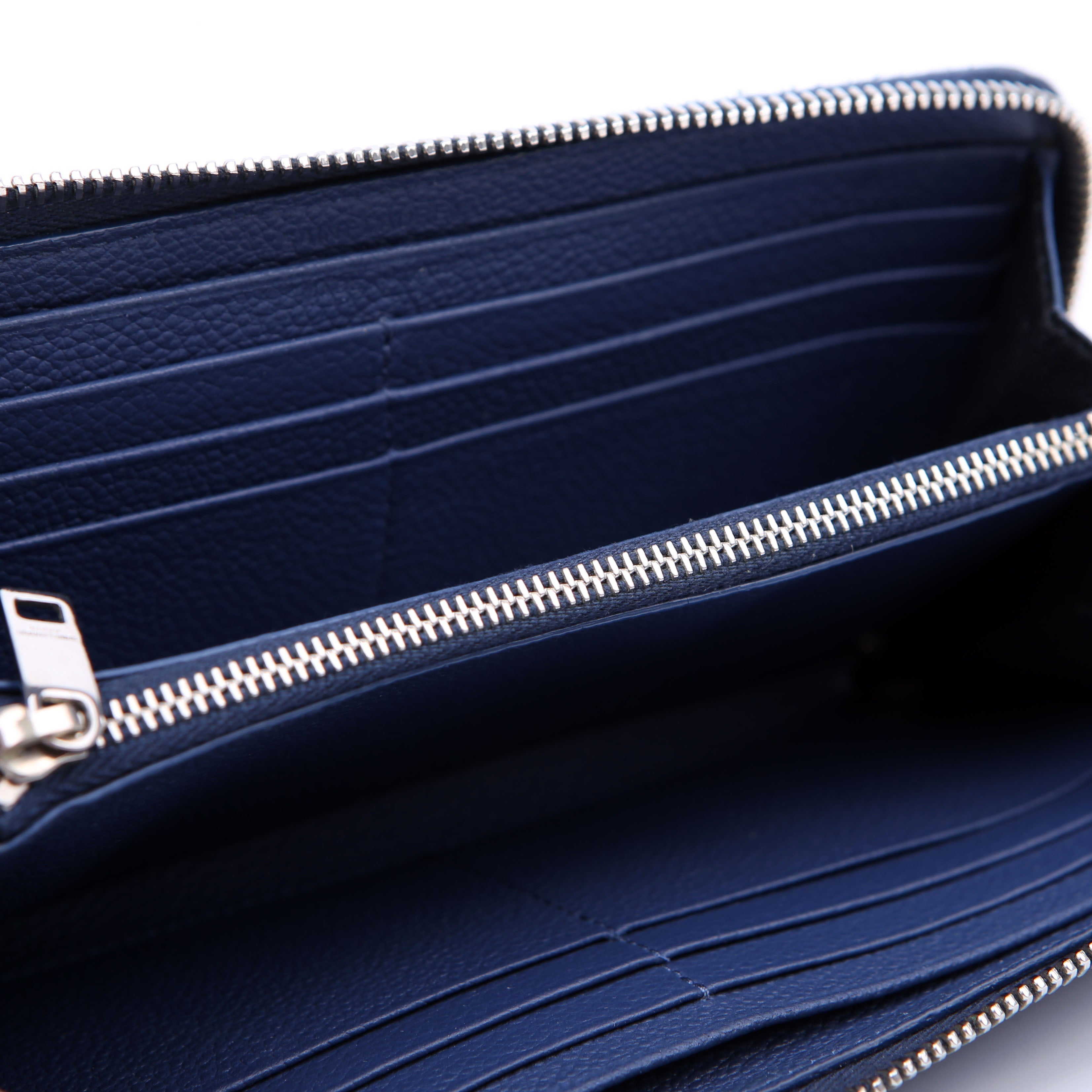 SAINT LAURENT Logo Zip Around Wallet 414680 Blue