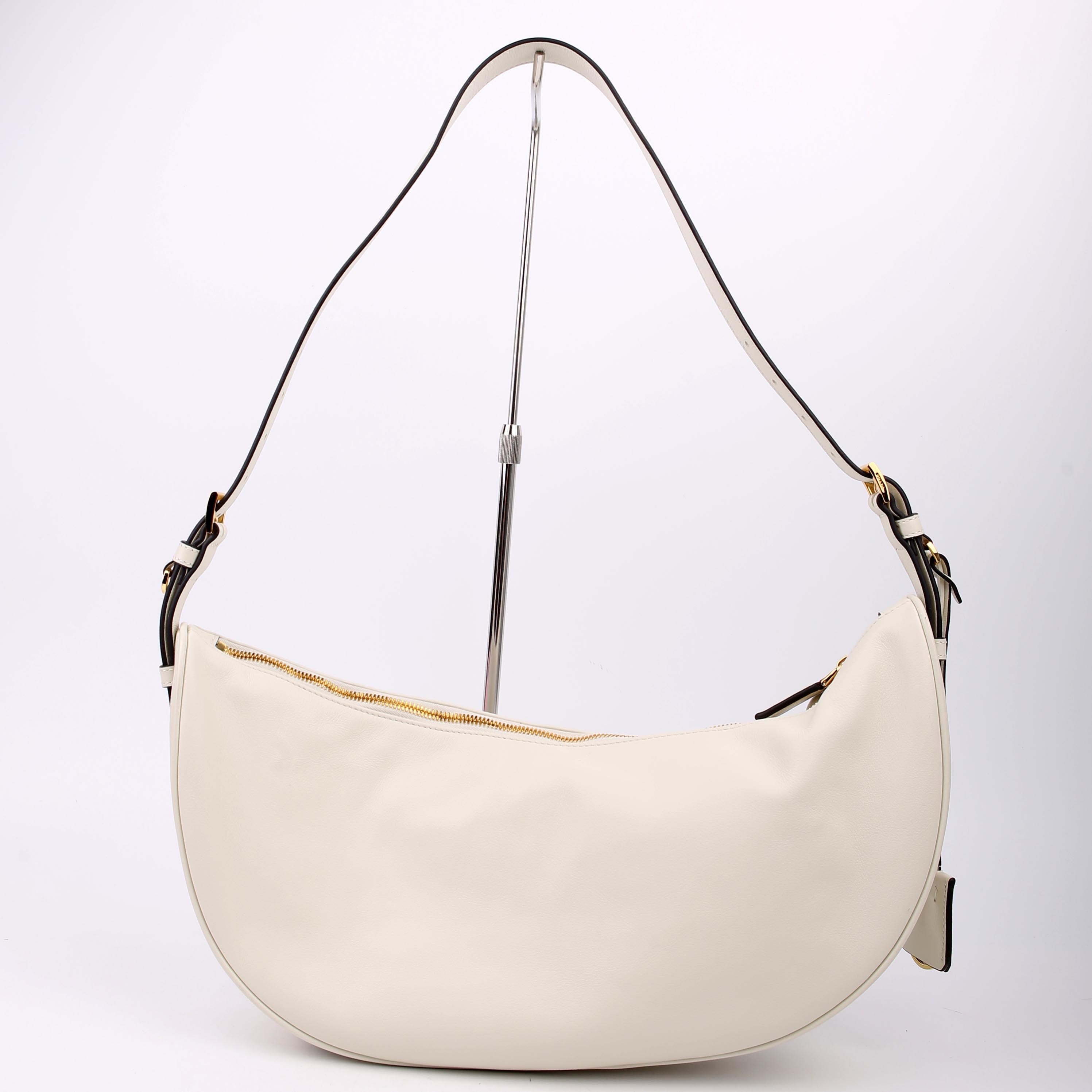 Prada 1BC255 Demi-Lune Shoulder Bag Large Calfskin White