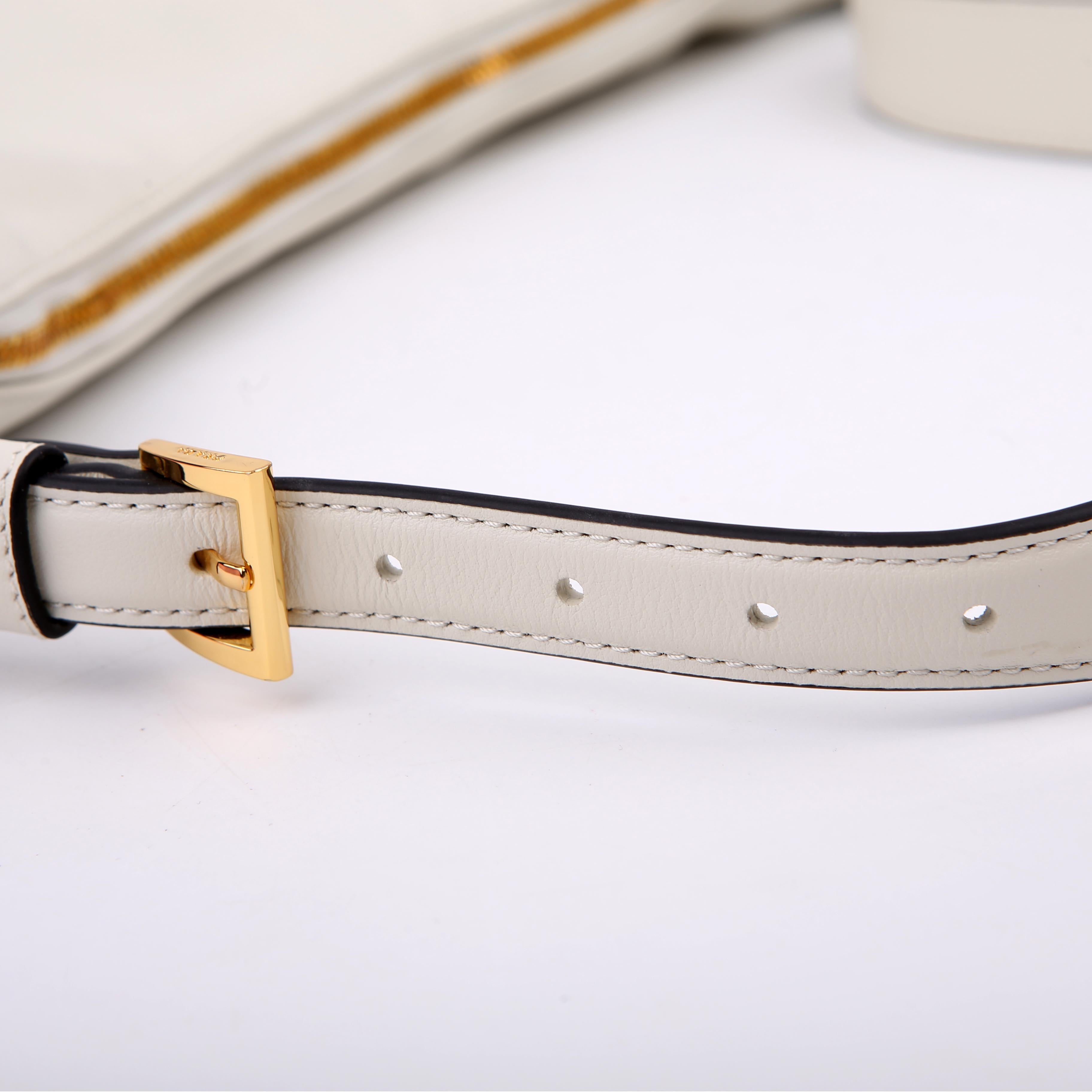 Prada 1BC255 Demi-Lune Shoulder Bag Large Calfskin White