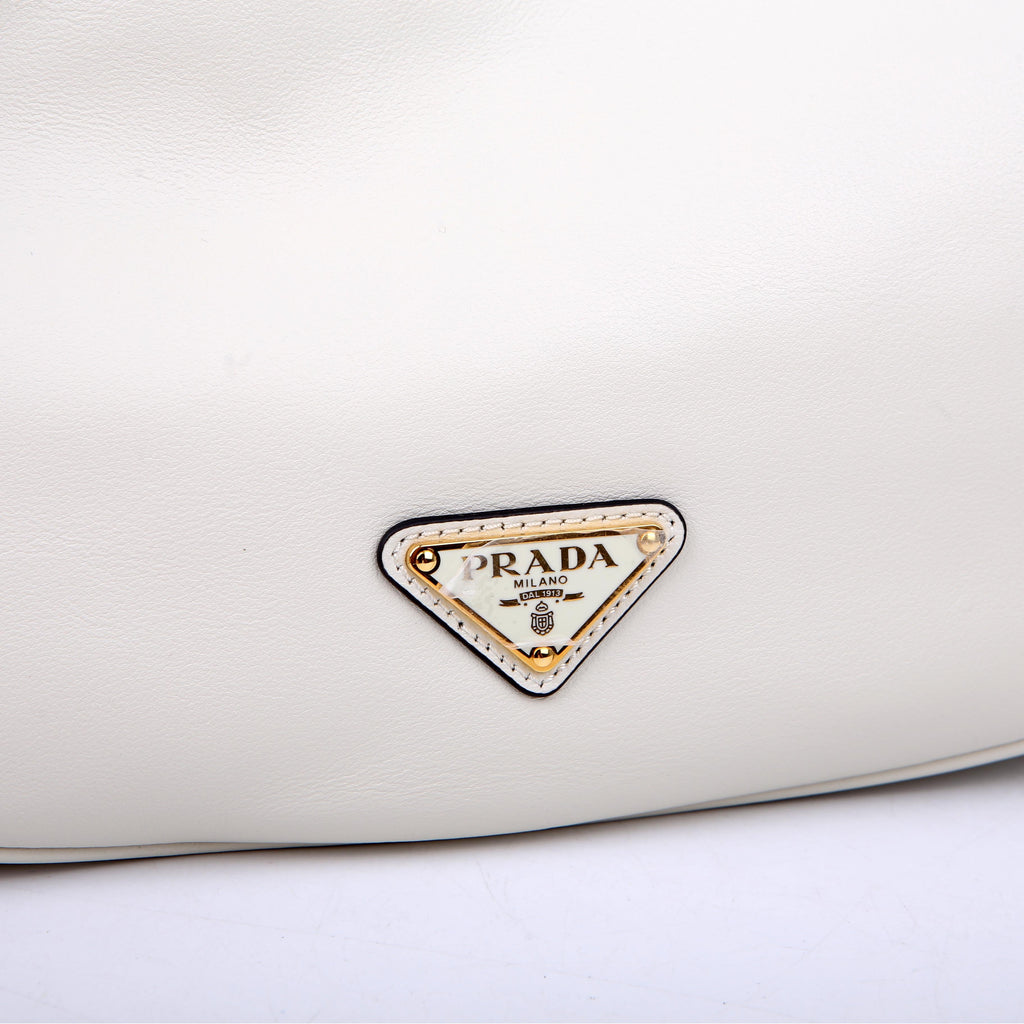 Prada 1BC255 Demi-Lune Shoulder Bag Large Calfskin White
