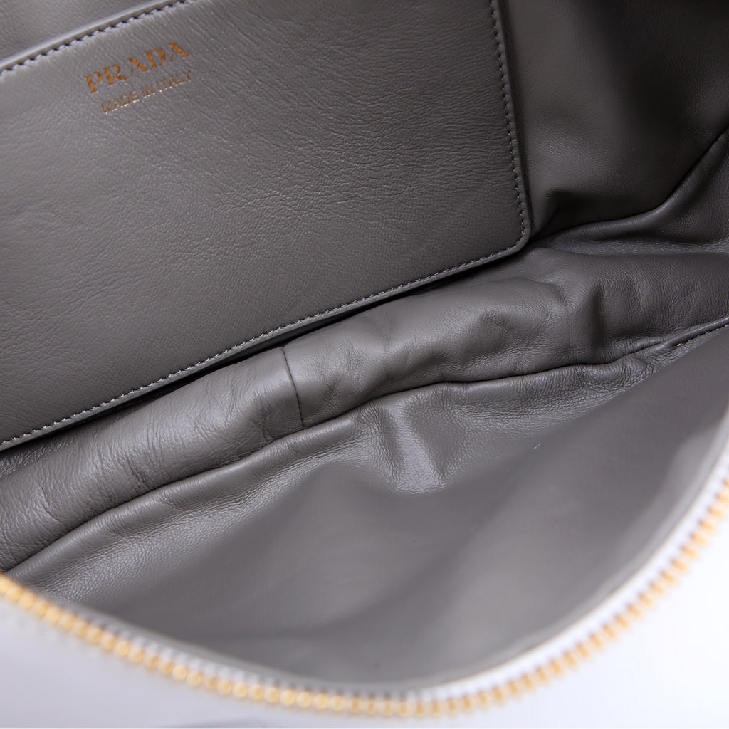 Prada 1BC255 Demi-Lune Shoulder Bag Large Calfskin White