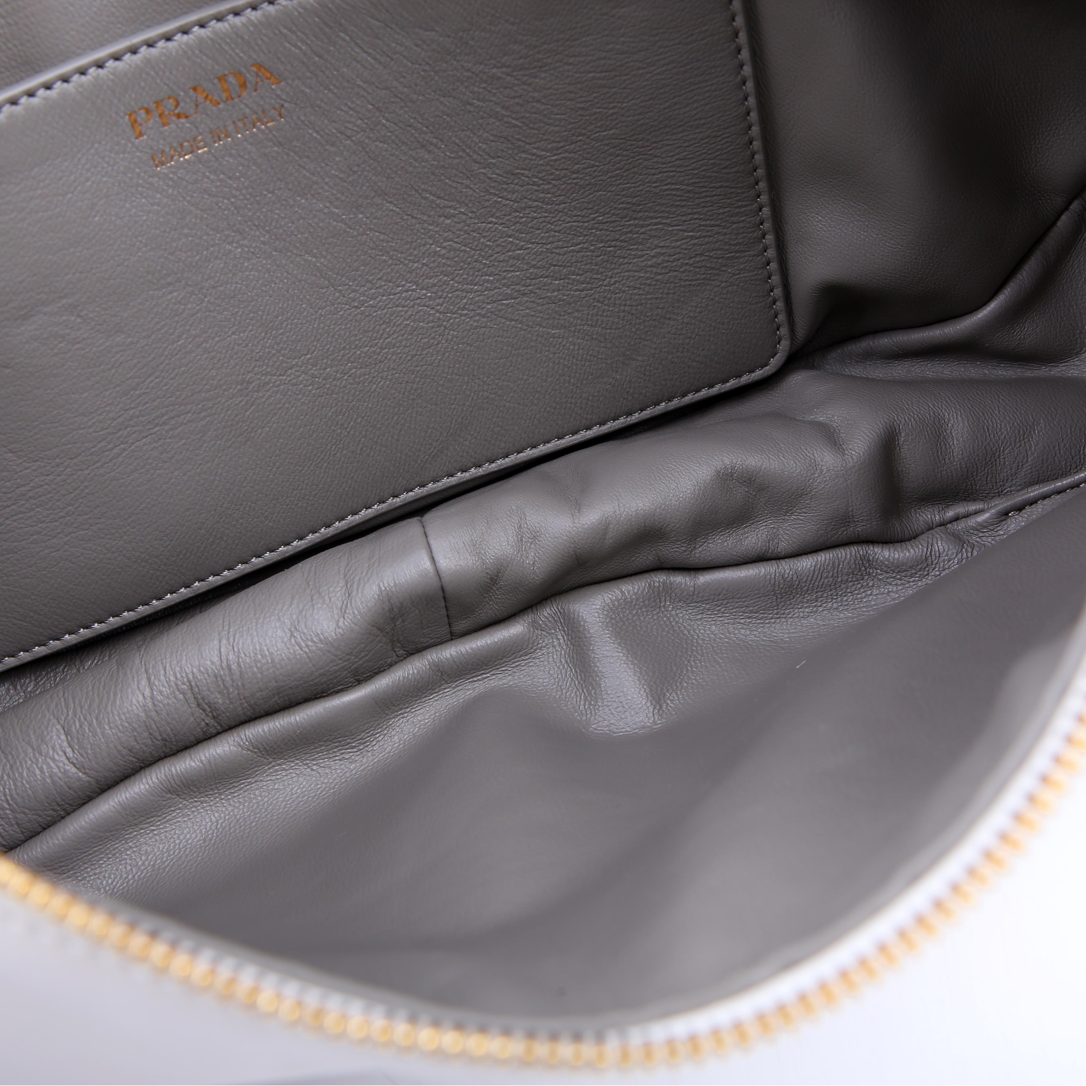 Prada 1BC255 Demi-Lune Shoulder Bag Large Calfskin White